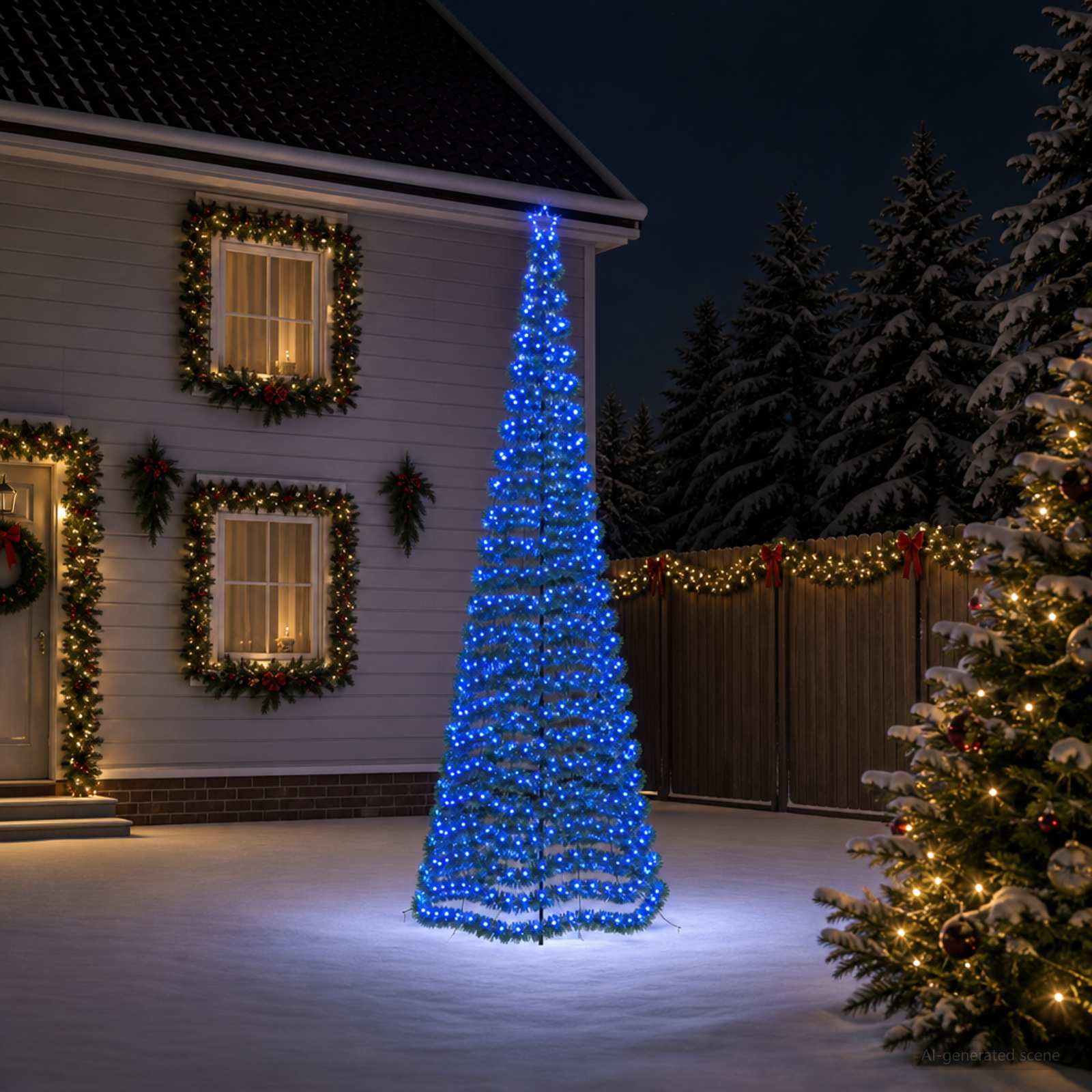 LED novoletna jelka iz tinsel traku s klinom EKENAS 400 cm