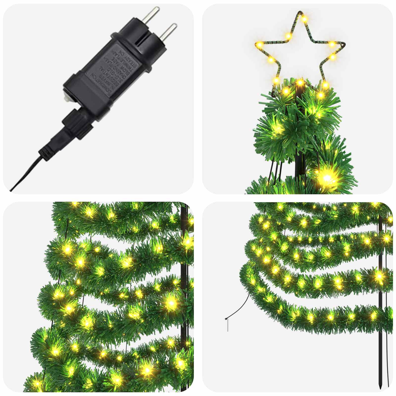 LED novoletna jelka iz tinsel traku s klinom EKENAS 500 cm