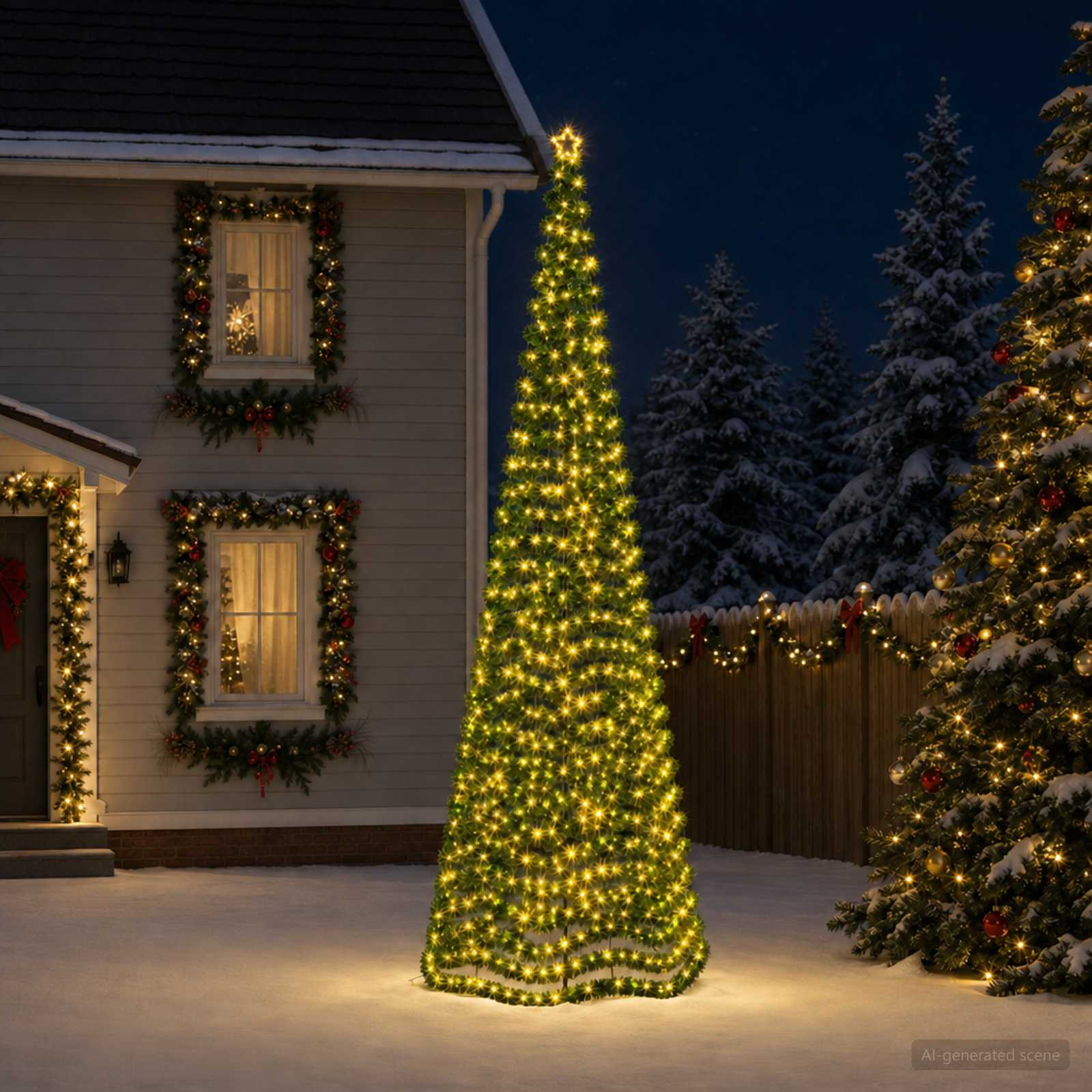 LED novoletna jelka iz tinsel traku s klinom EKENAS 500 cm