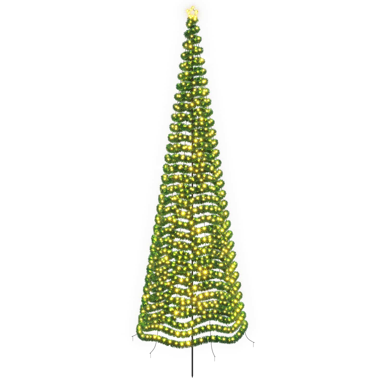 LED novoletna jelka iz tinsel traku s klinom EKENAS 500 cm