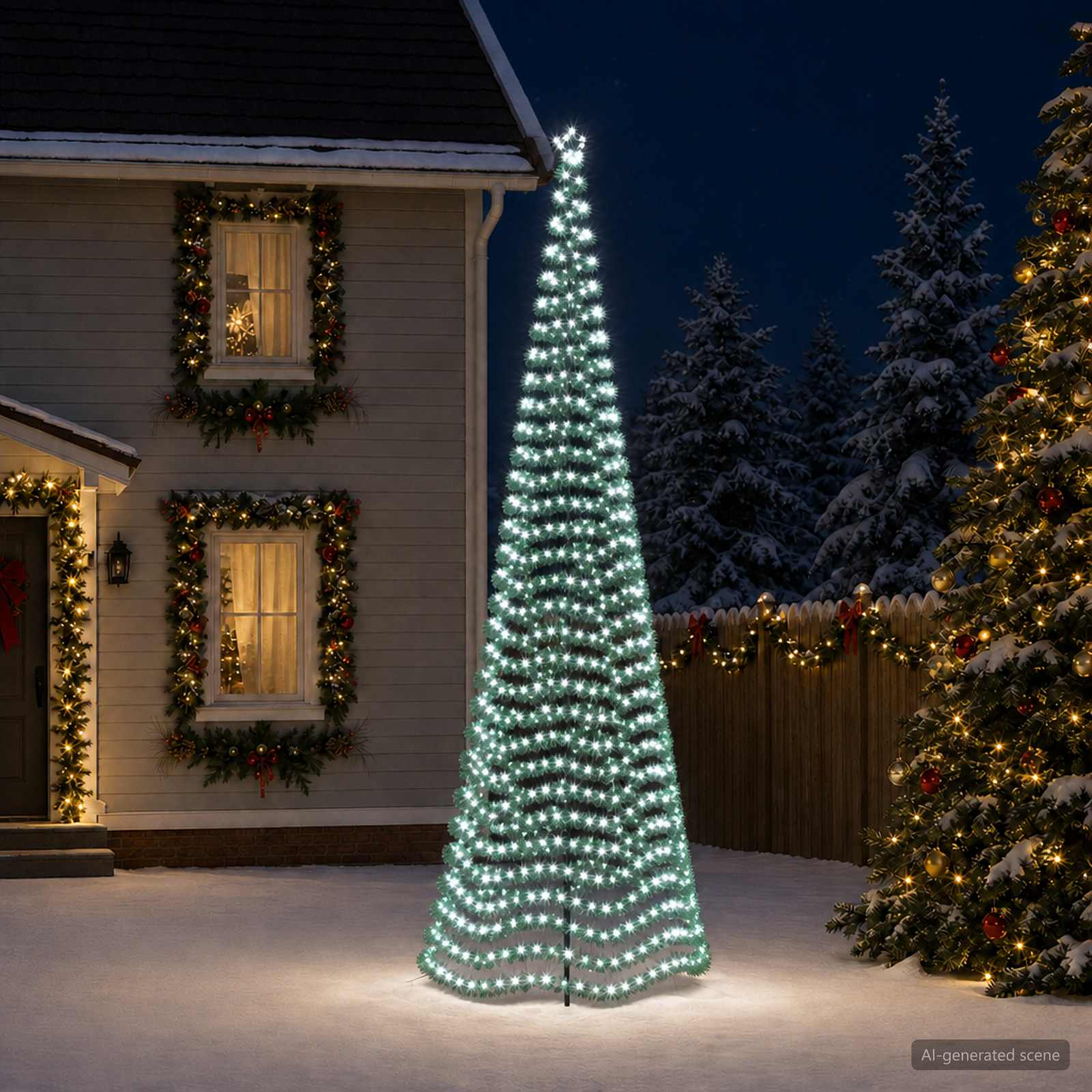 LED novoletna jelka iz tinsel traku s klinom EKENAS 500 cm