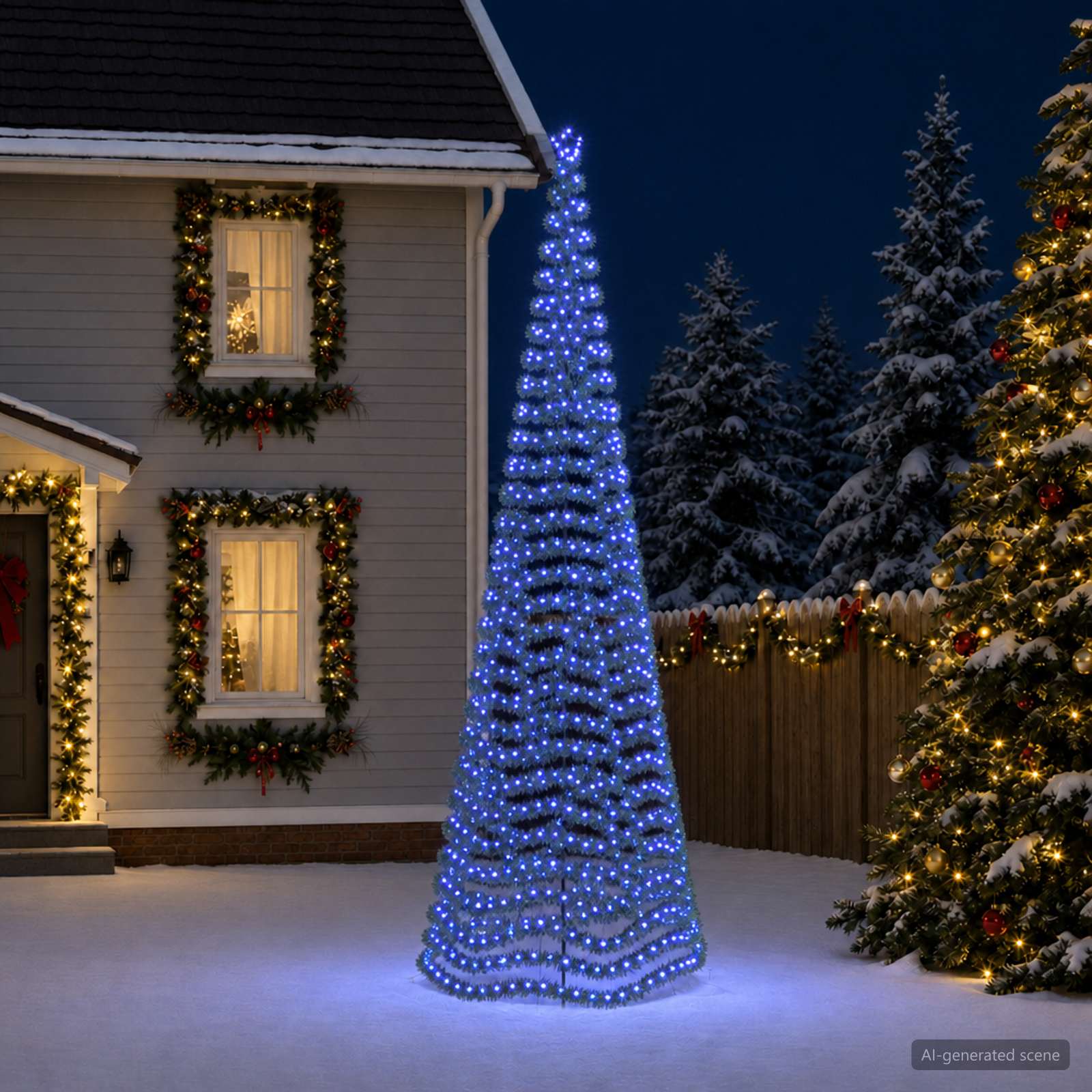 LED novoletna jelka iz tinsel traku s klinom EKENAS 500 cm