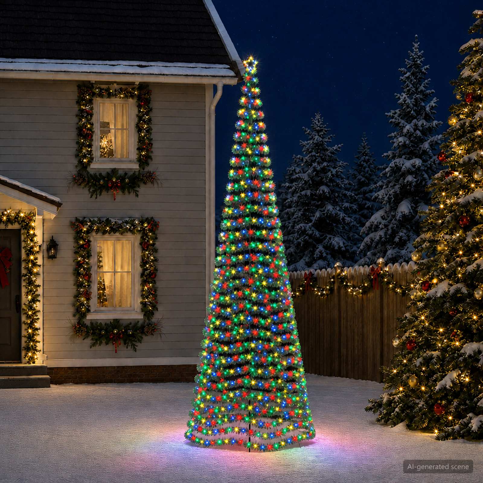 LED novoletna jelka iz tinsel traku s klinom EKENAS 500 cm