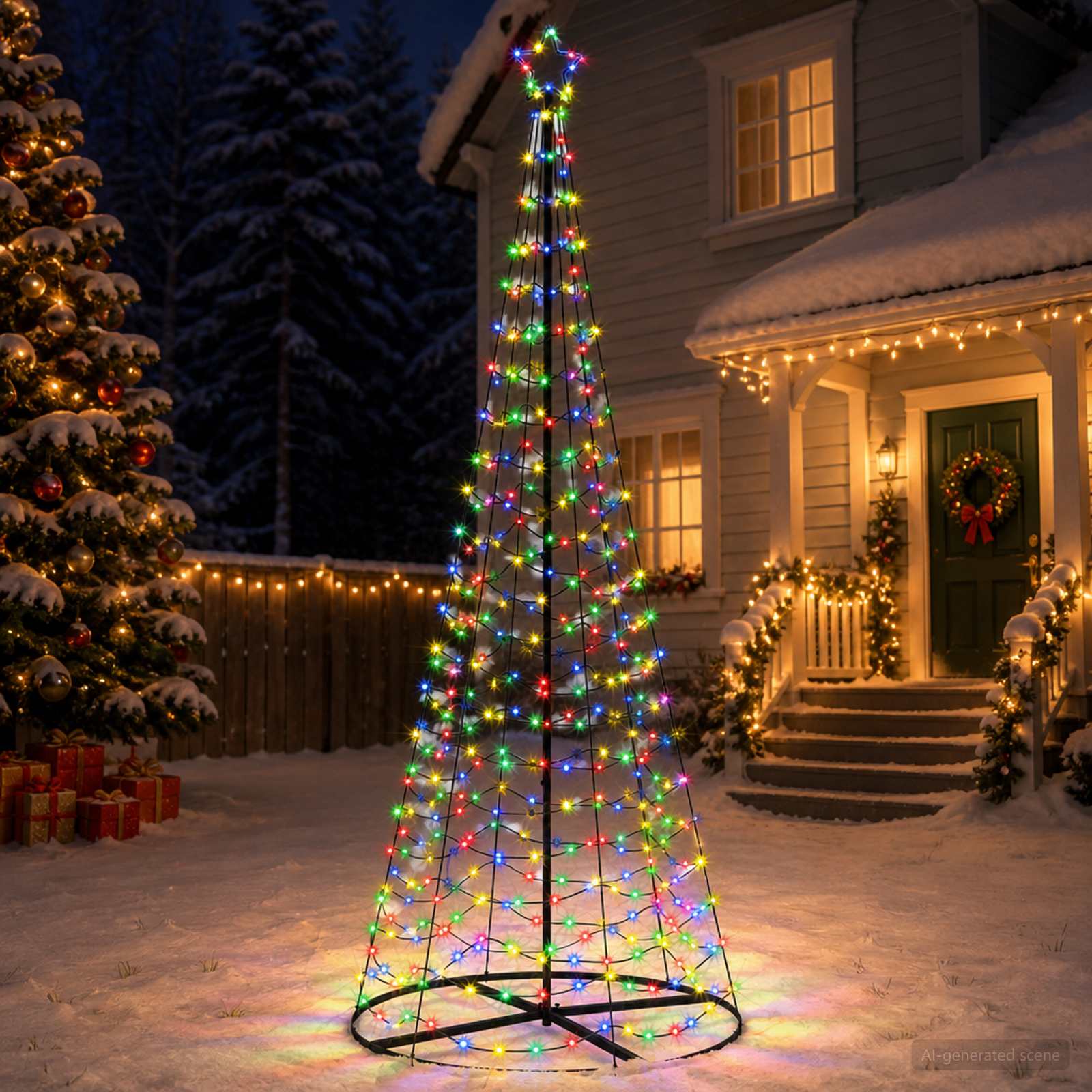 Spiralna LED novoletna jelka s podstavkom EKENAS 250 cm 370 LED