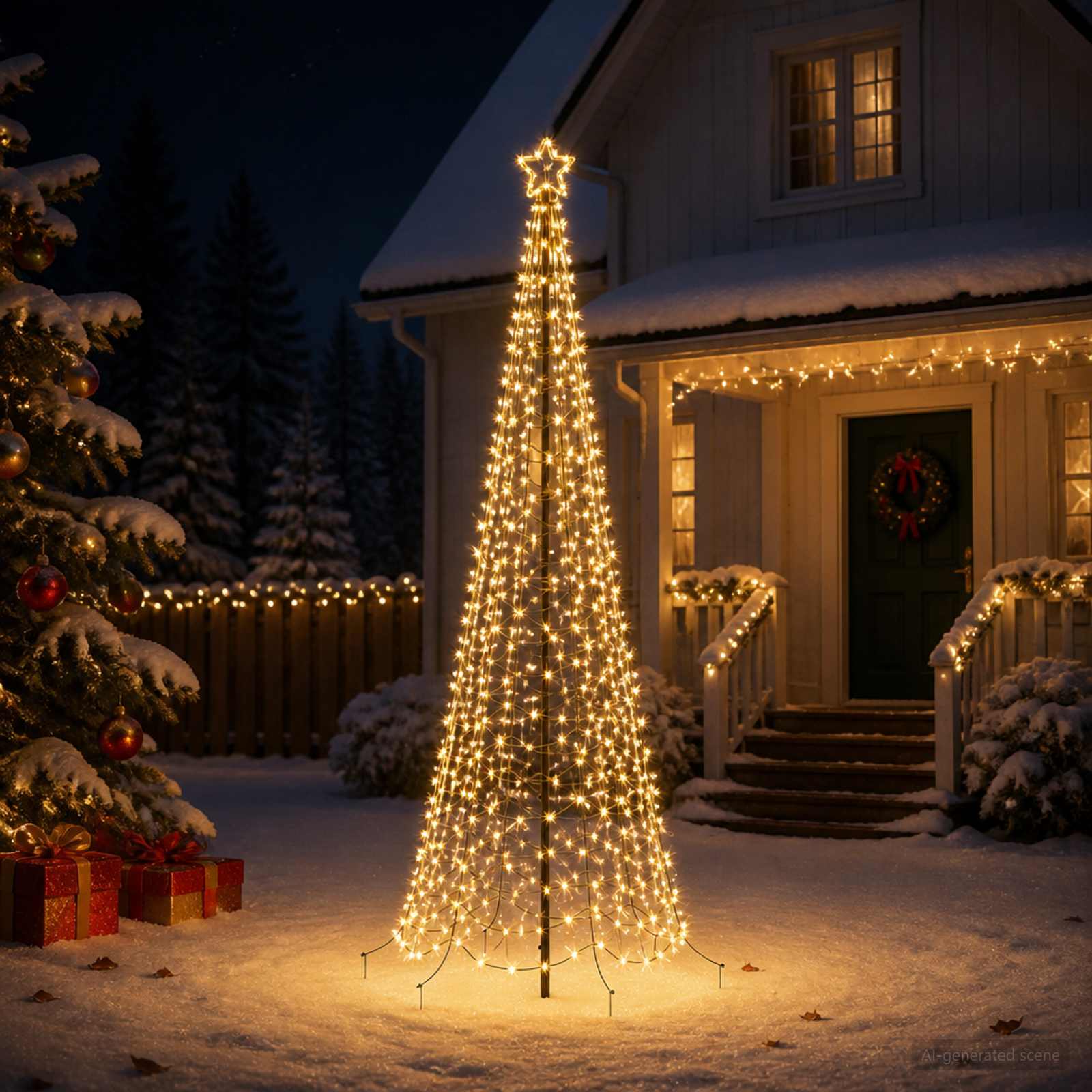 vidaXL LED-spiraljuletræ med jordspyd EKENAS 250 cm 370 LED'er