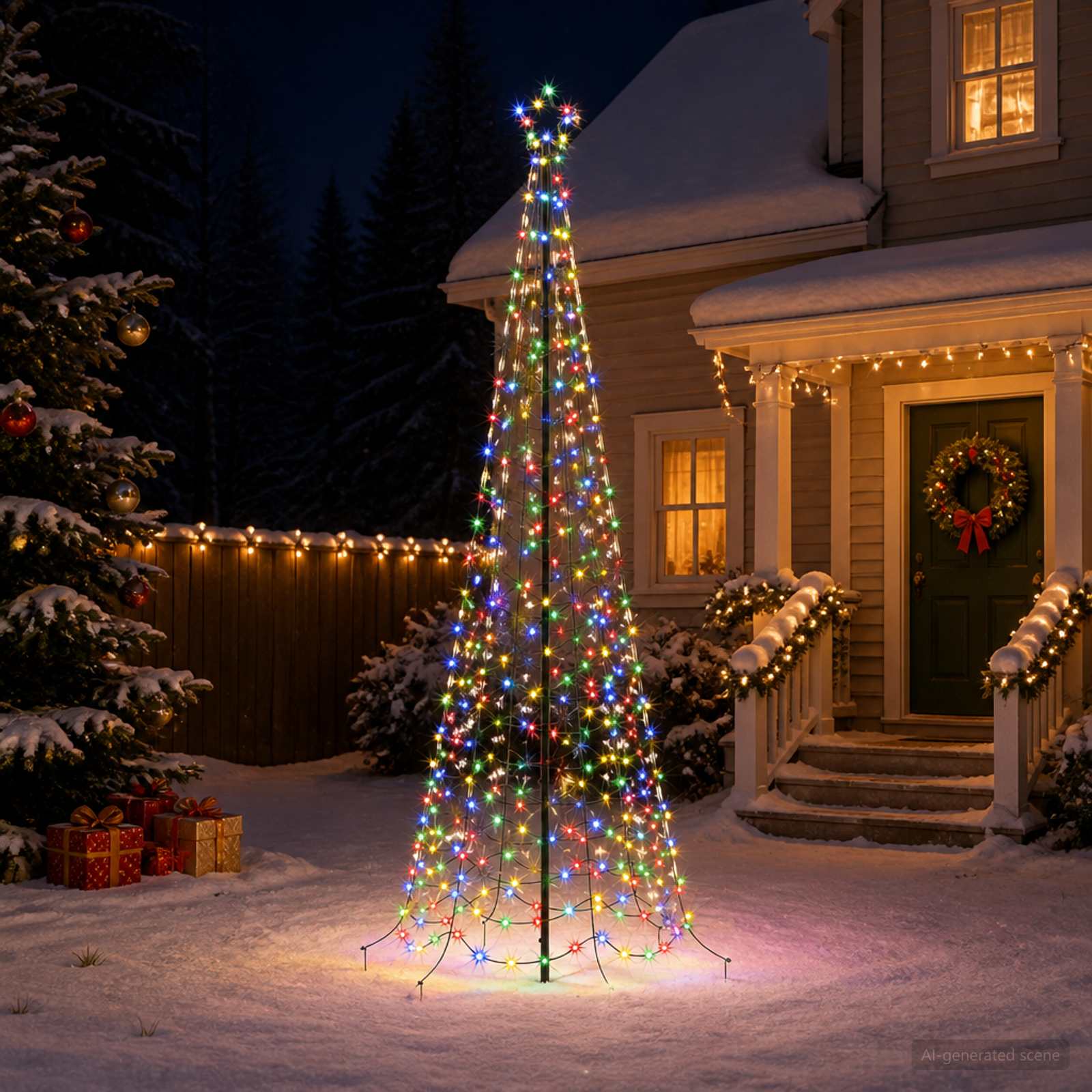 vidaXL LED-spiraljuletræ med jordspyd EKENAS 250 cm 370 LED'er