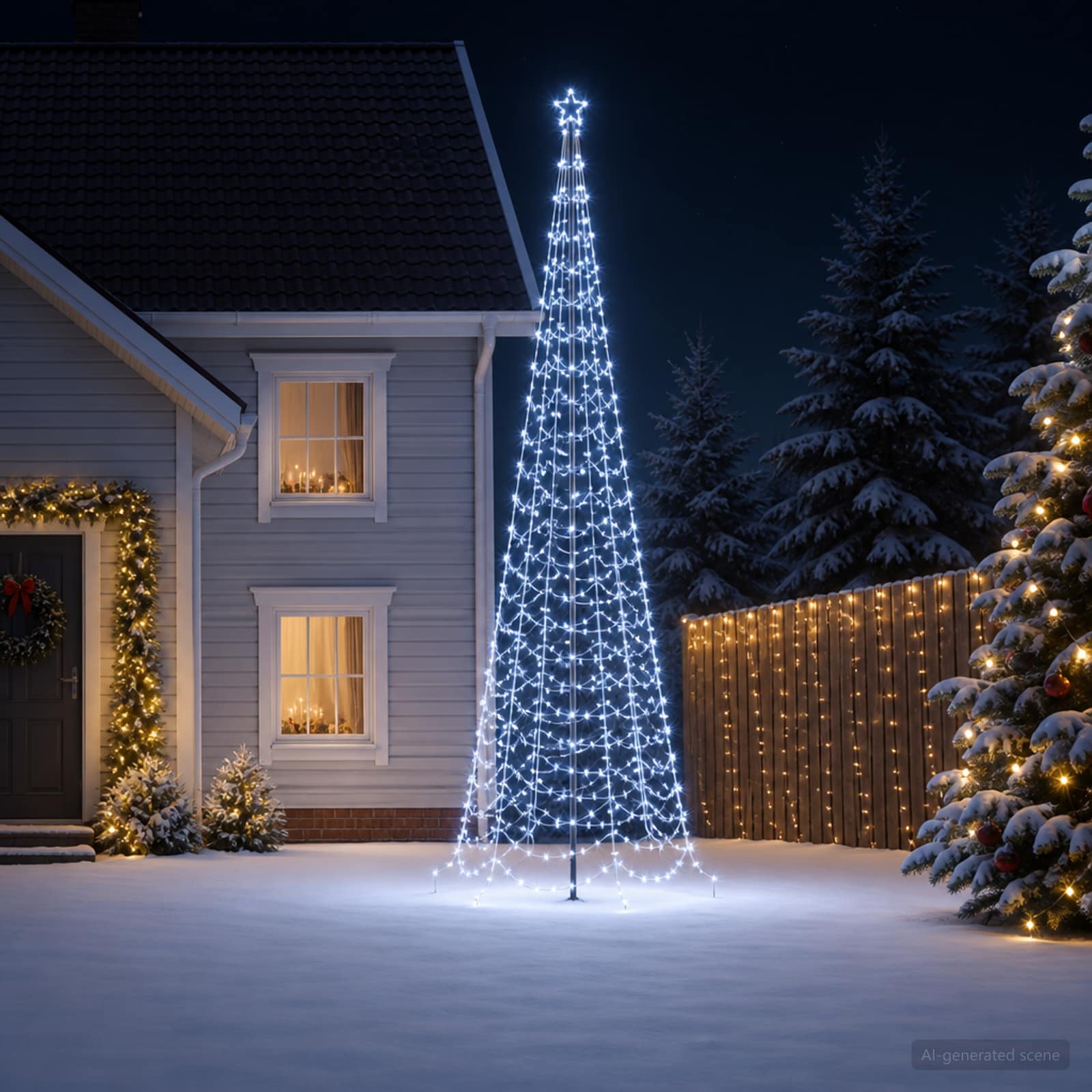 vidaXL LED-spiraljuletræ med jordspyd EKENAS 400 cm 588 LED'er