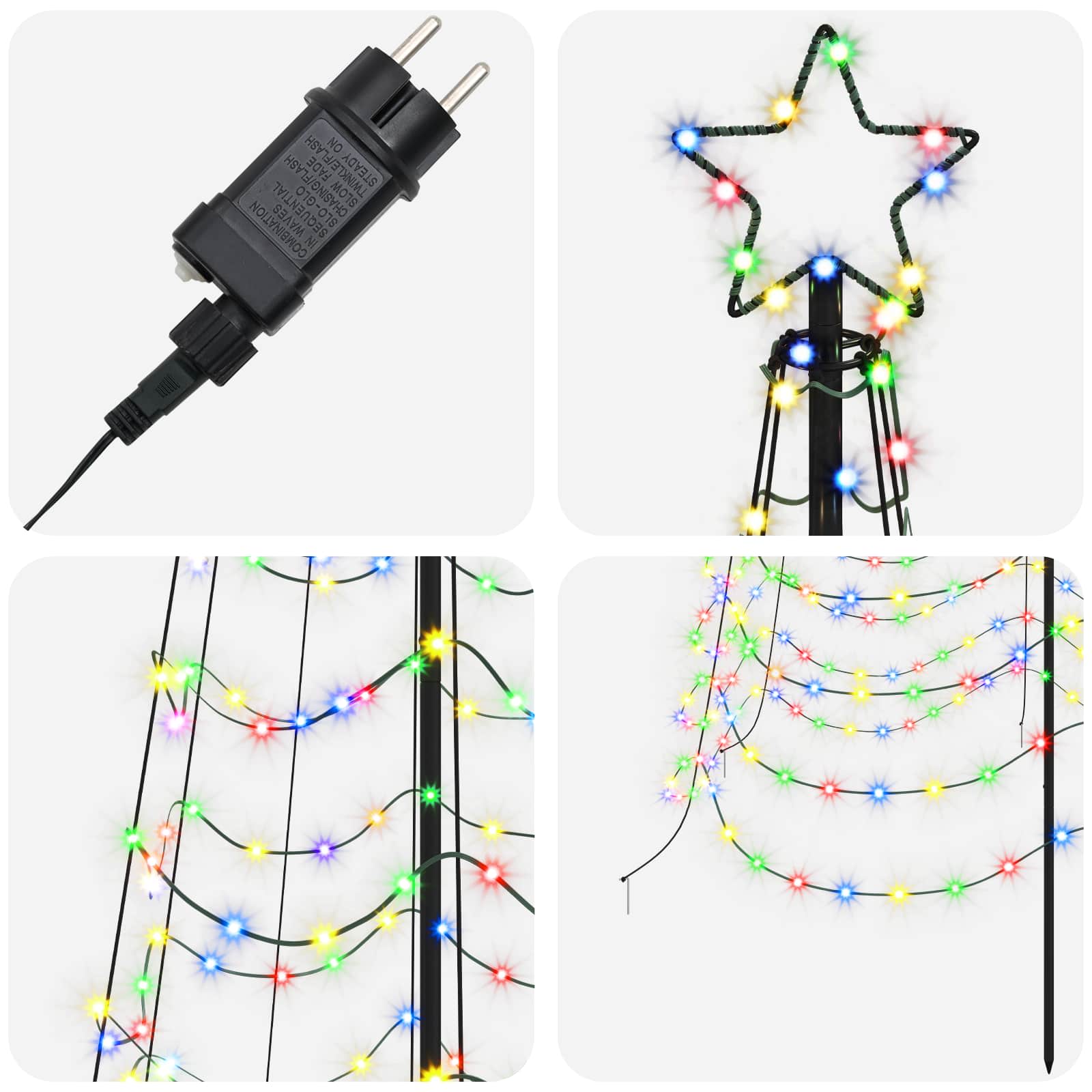 vidaXL LED-Weihnachtsbaum Spirale mit Erdspieß EKENAS 500 cm 868 LEDs – Bild 4