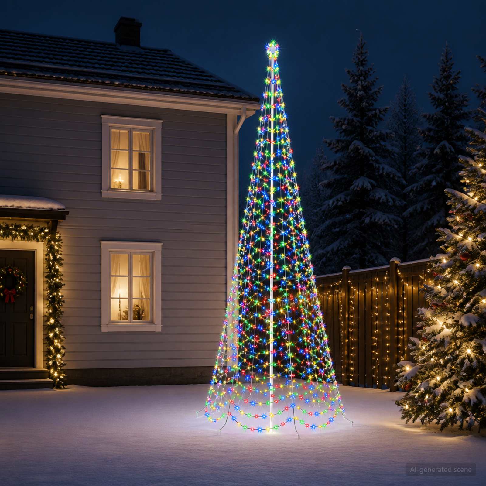 vidaXL LED-spiraljuletræ med jordspyd EKENAS 500 cm 868 LED'er