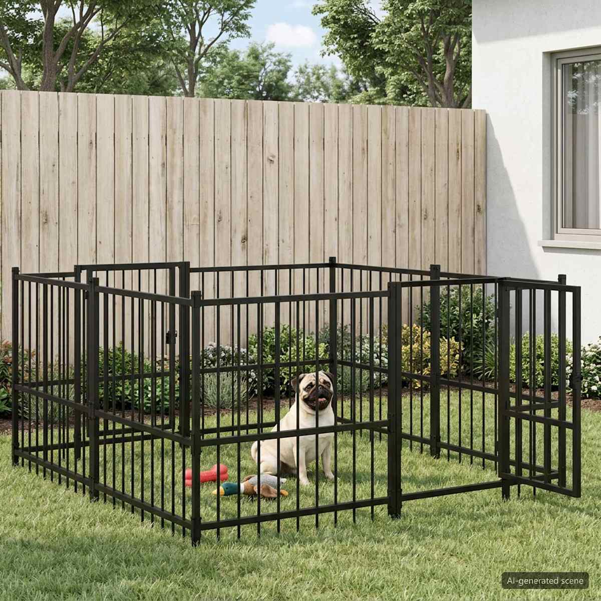 Udendørs Hunde Legesektion Sort 192 x 192 x 100 cm Stål
