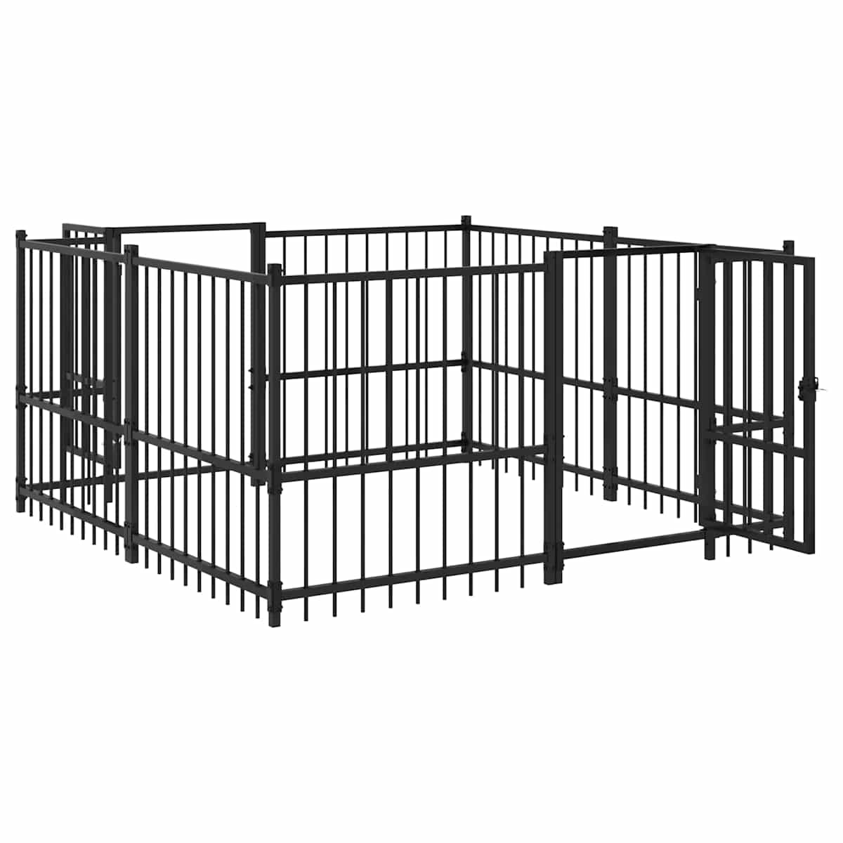 Udendørs Hunde Legesektion Sort 192 x 192 x 100 cm Stål - Billede 3