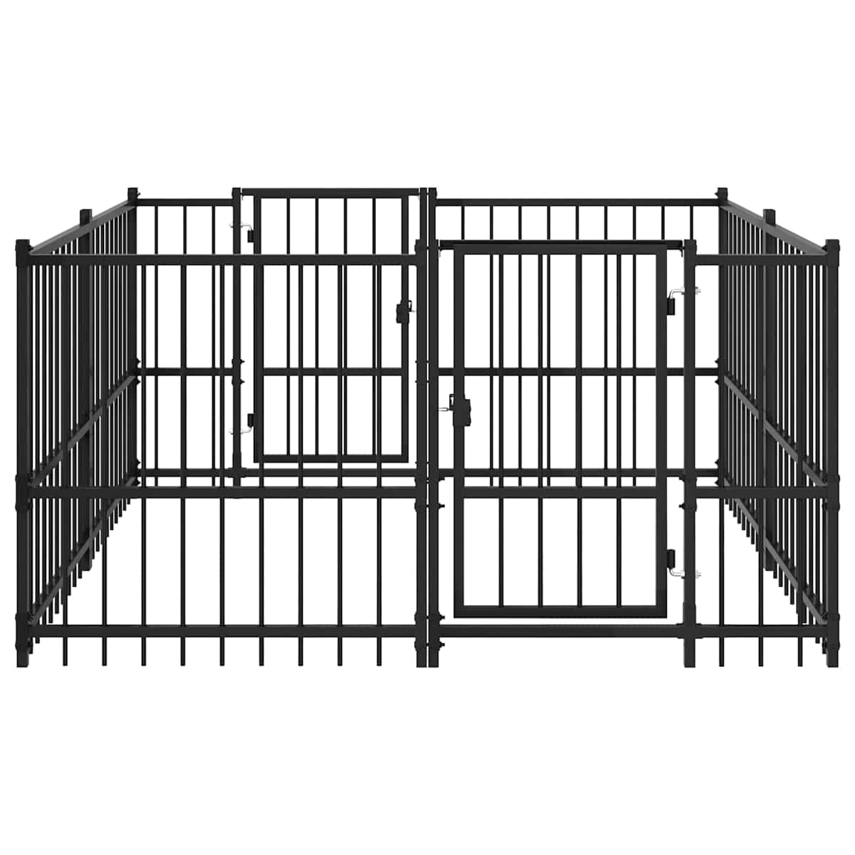 Udendørs Hunde Legesektion Sort 192 x 192 x 100 cm Stål - Billede 4