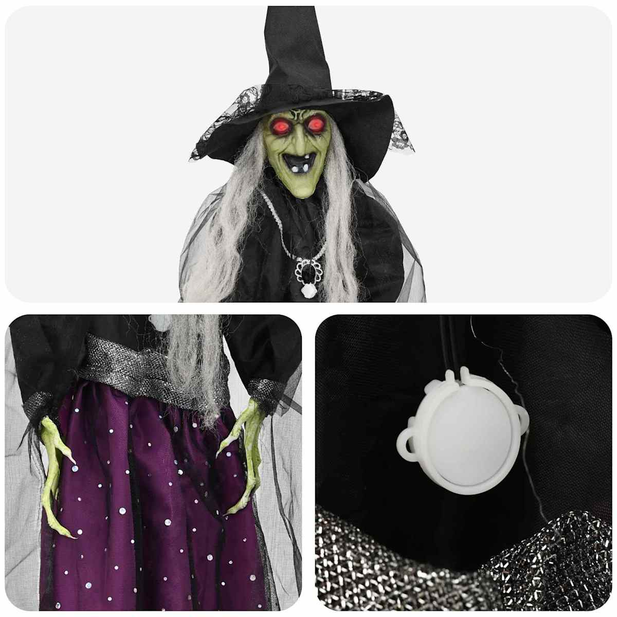 Hængende halloween-heks SPOOKA Lilla 30 x 133 cm - Billede 6