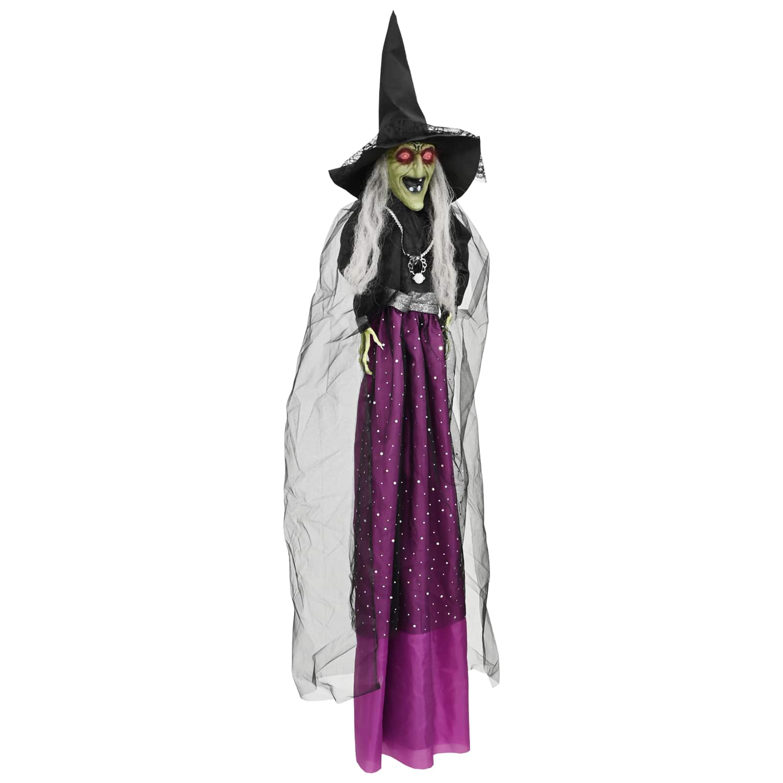 vidaXL Halloweenska visiaca čarodejnica SPOOKA Fialová 30 x 133 cm