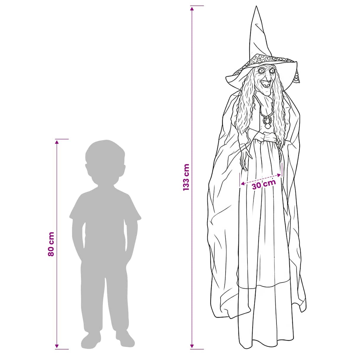 Hængende halloween-heks SPOOKA Lilla 30 x 133 cm - Billede 7