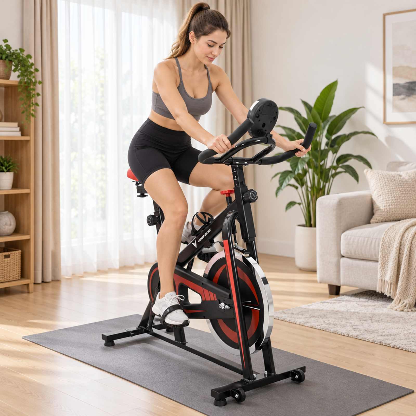 vidaXL Spinningcykel Vexor Sport 120 kg Sort og rød 46 x 105 x 115 cm