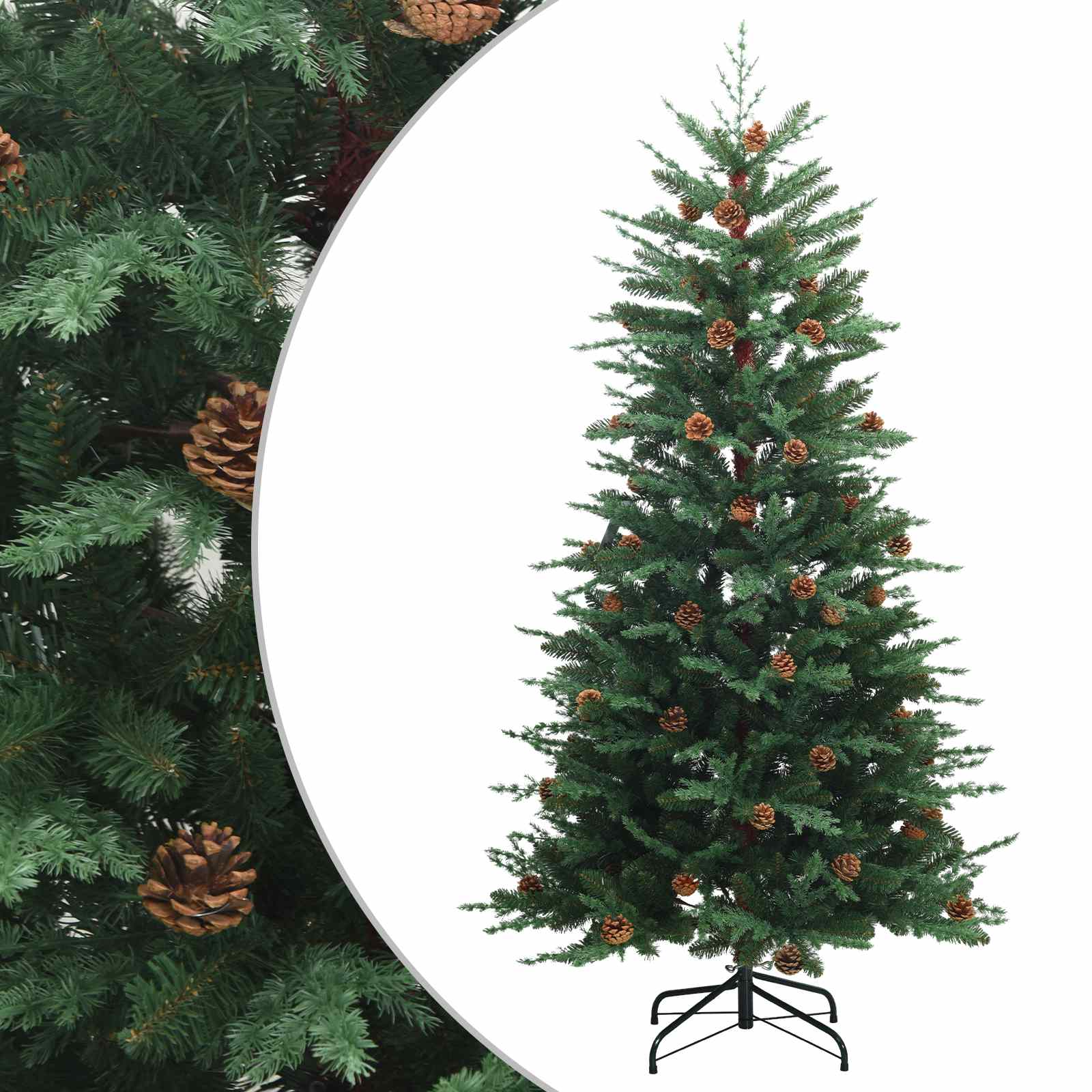 vidaXL Künstlicher klappbarer Weihnachtsbaum 210 cm PE & PVC Grün – Bild 2