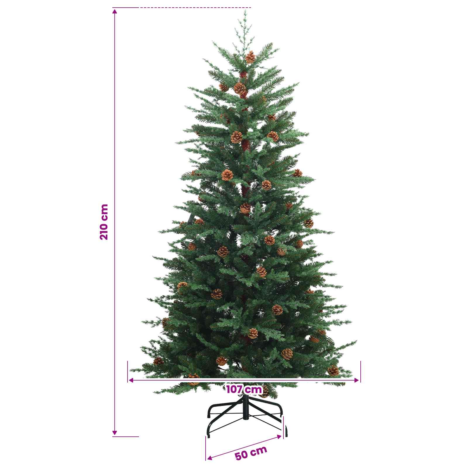 vidaXL Künstlicher klappbarer Weihnachtsbaum 210 cm PE & PVC Grün – Bild 7