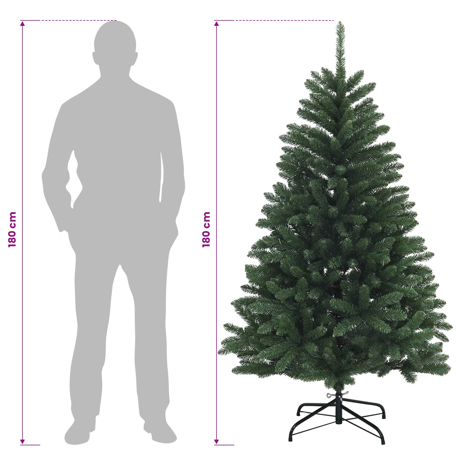 Umetno Zložljivo Božično Drevo 180 cm PVC Srednje zelena