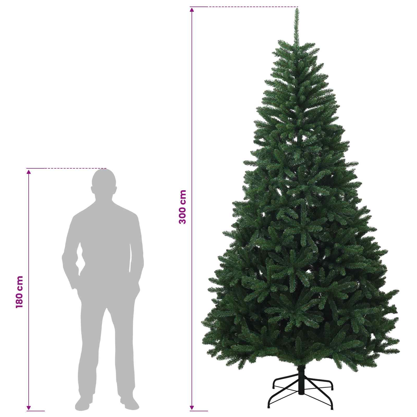 Umetno Zložljivo Božično Drevo 300 cm PVC Srednje zelena