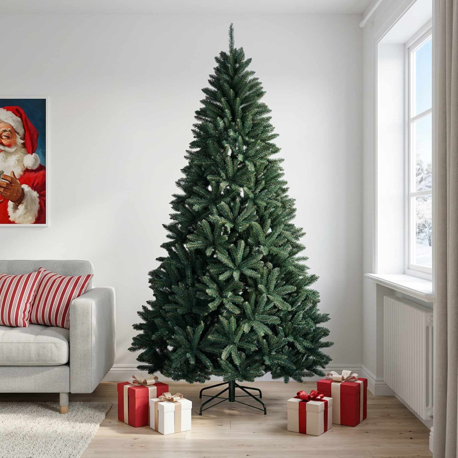 vidaXL Kunstigt Hinged Juletræ 210 cm PVC Mørkegrøn