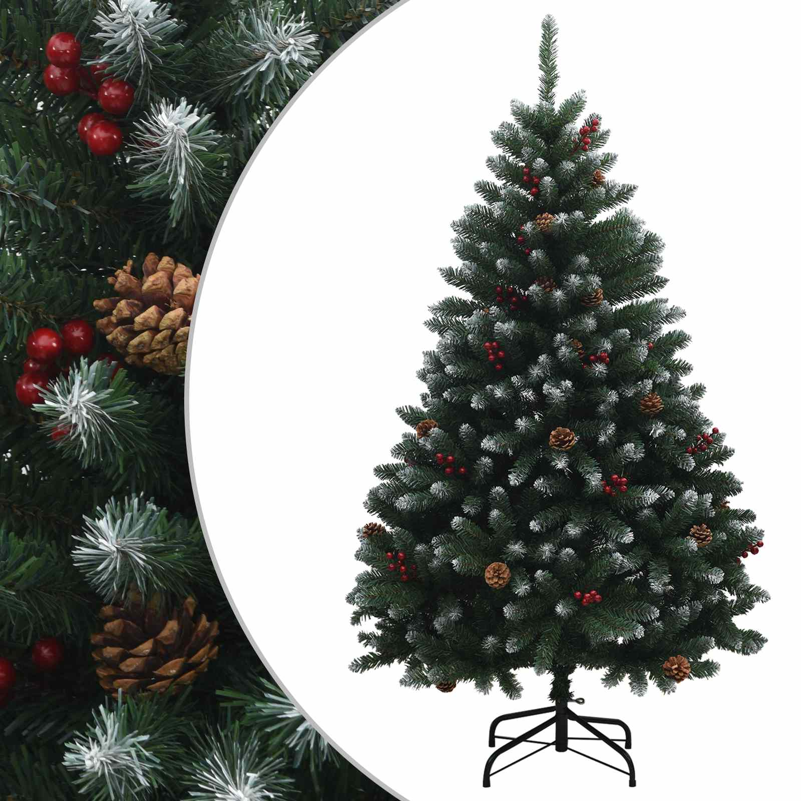 vidaXL Umelý Sklápací Vianočný Stromček 150 cm PVC Zelená a biela