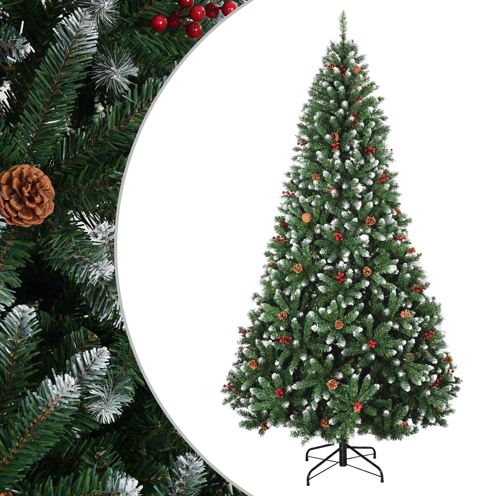 Umetno božično drevo s tečaji 210 cm PVC Zelena in Bela