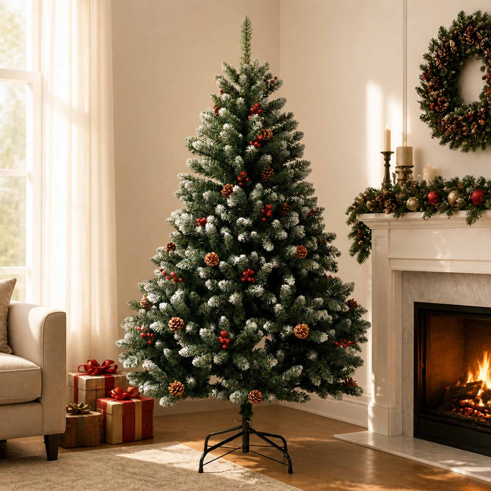 vidaXL Künstlicher klappbarer Weihnachtsbaum 180 cm PVC