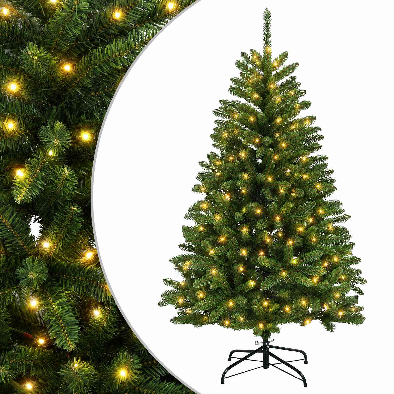 Umetno Zložljivo Božično Drevo 120 cm 150 LED Toplo bela