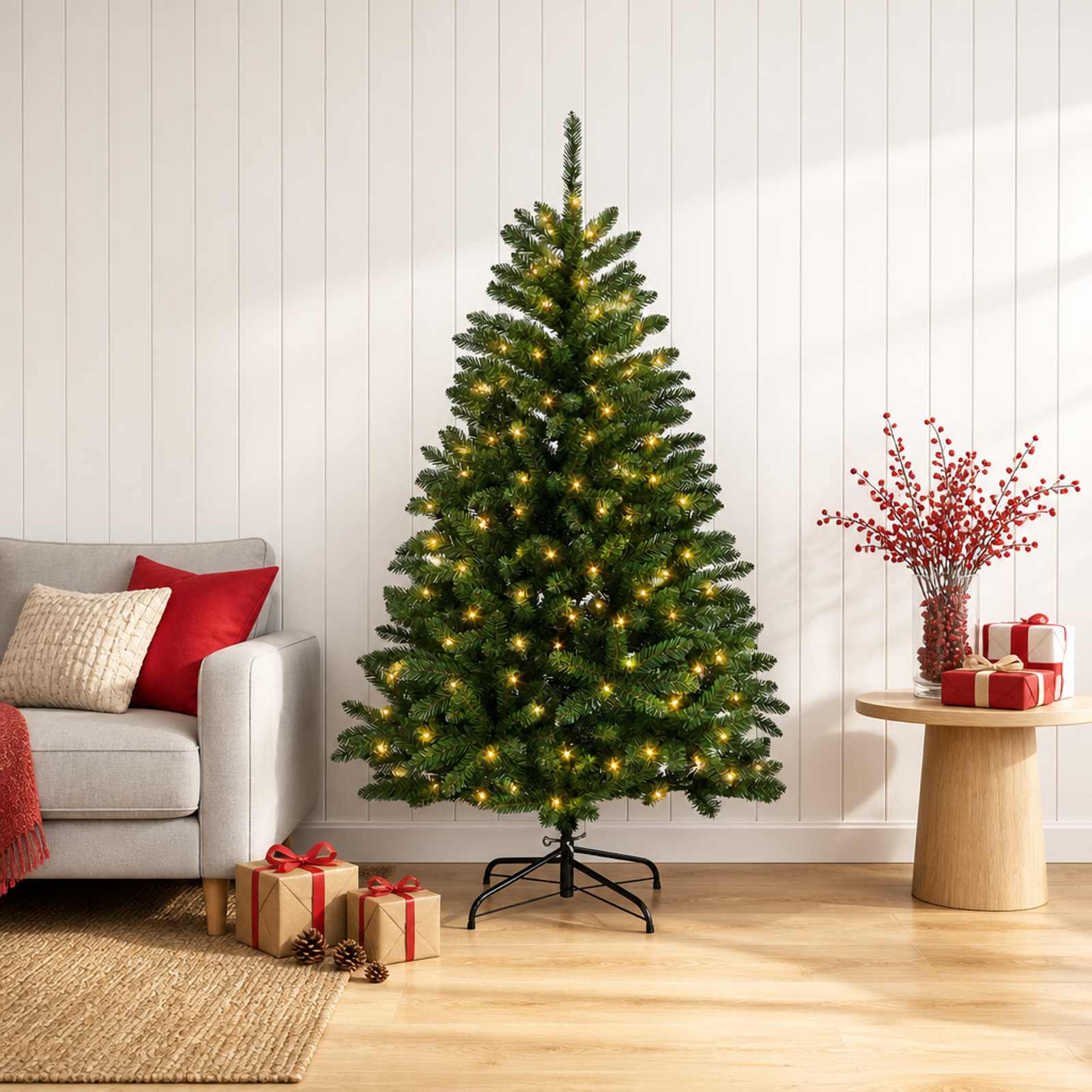 Umetno Zložljivo Božično Drevo 120 cm 150 LED Toplo bela