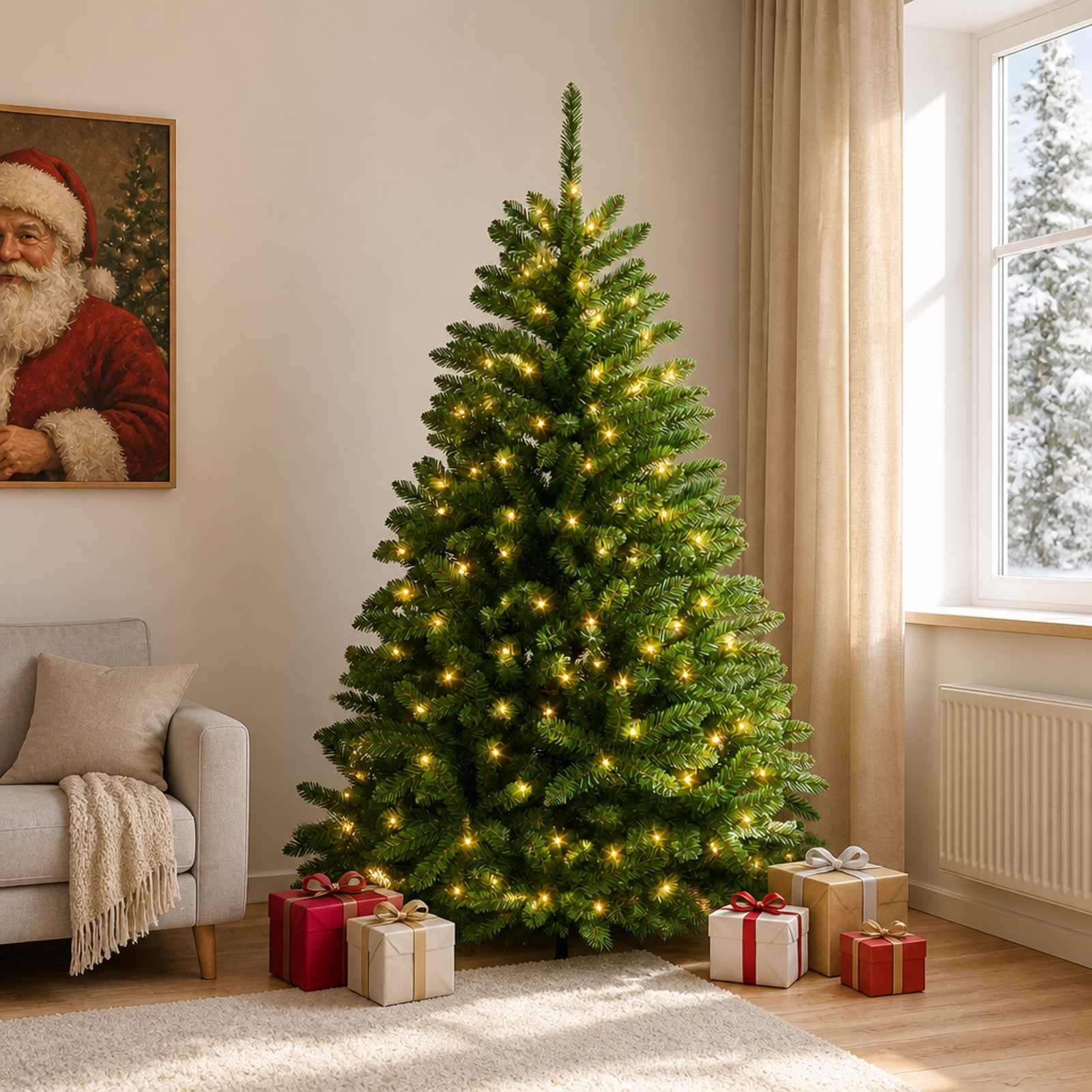 vidaXL Salkomallinen tekoinen joulukuusi 180 cm 300 LEDiä