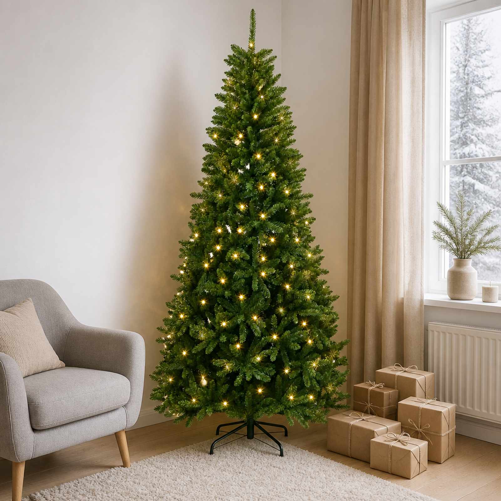 vidaXL Salkomallinen tekoinen joulukuusi 210 cm 400 LEDiä
