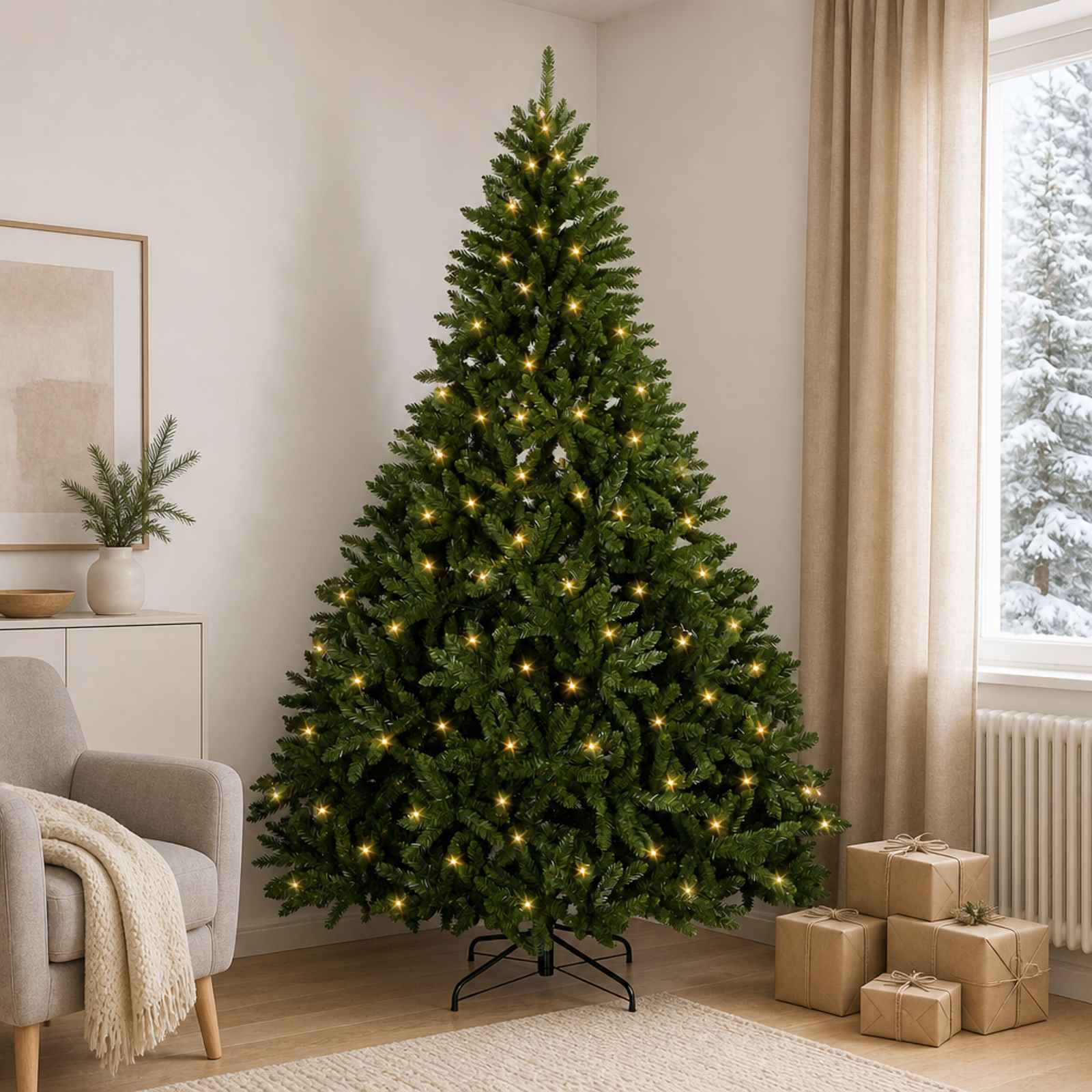 vidaXL Salkomallinen tekoinen joulukuusi 240 cm 600 LEDiä