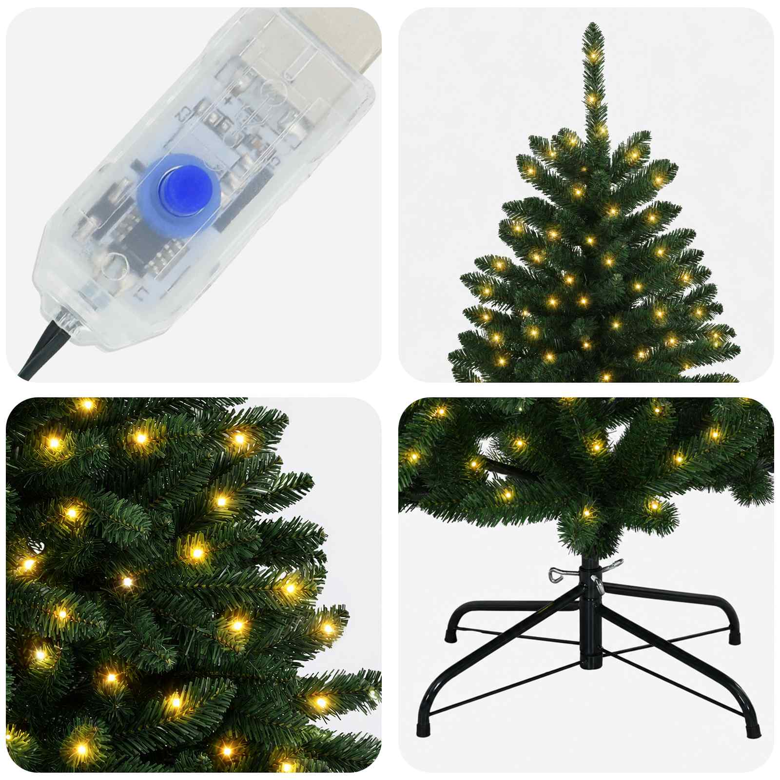 vidaXL Künstlicher klappbarer Weihnachtsbaum 240 cm 600 LEDs – Bild 7
