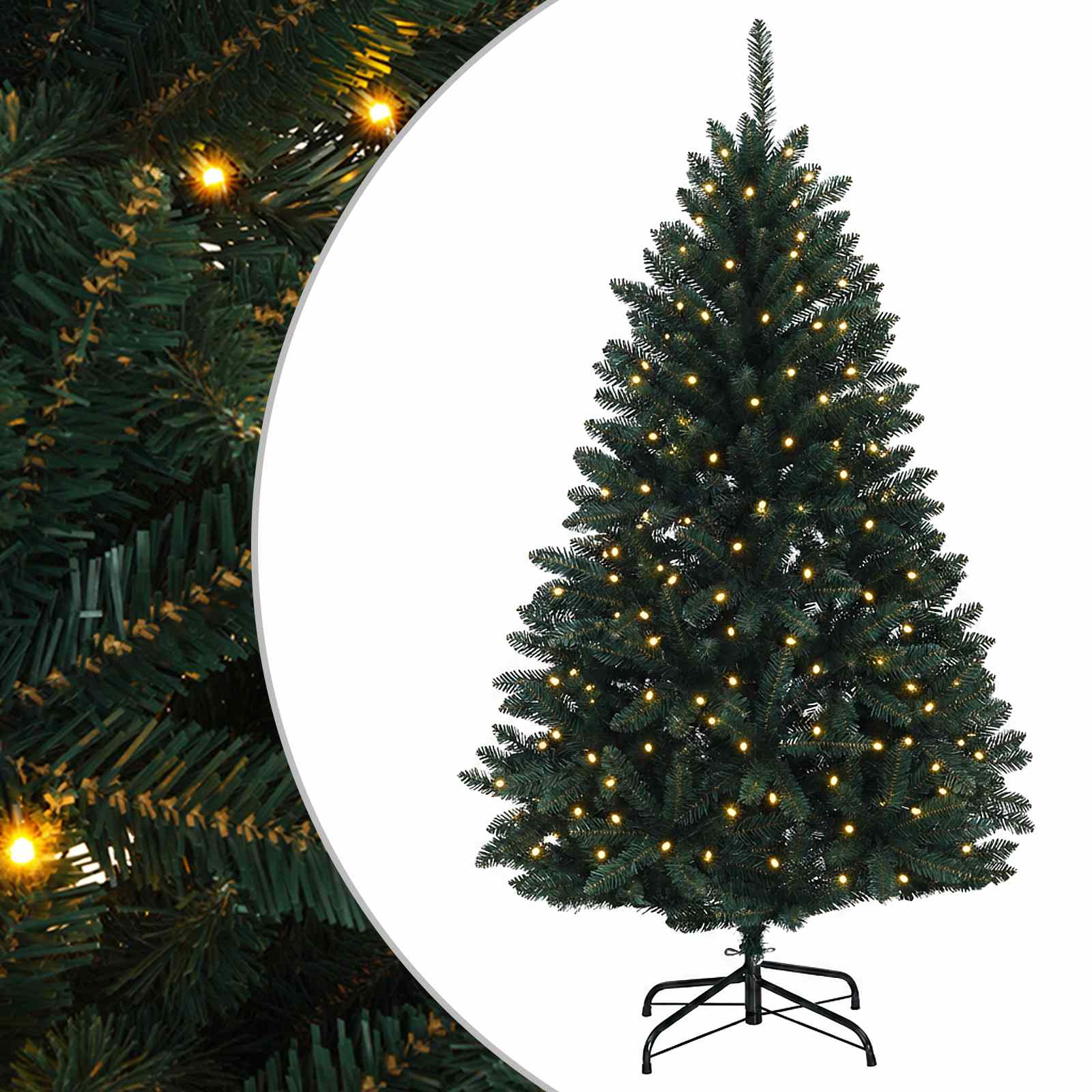 Umetno Zložljivo Božično Drevo 120 cm 150 LED Toplo bela PVC