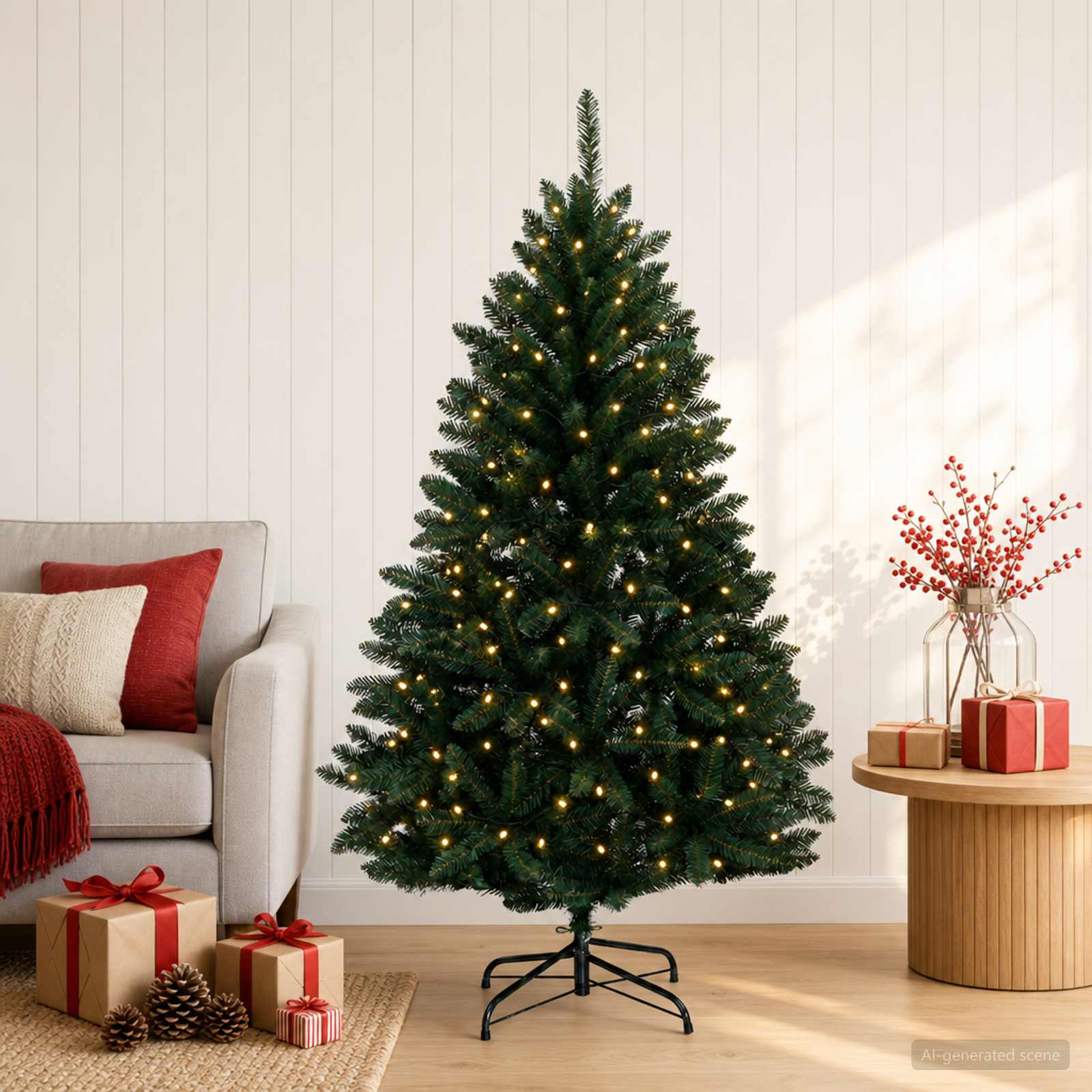 vidaXL Salkomallinen tekoinen joulukuusi 150 cm 150 LEDiä