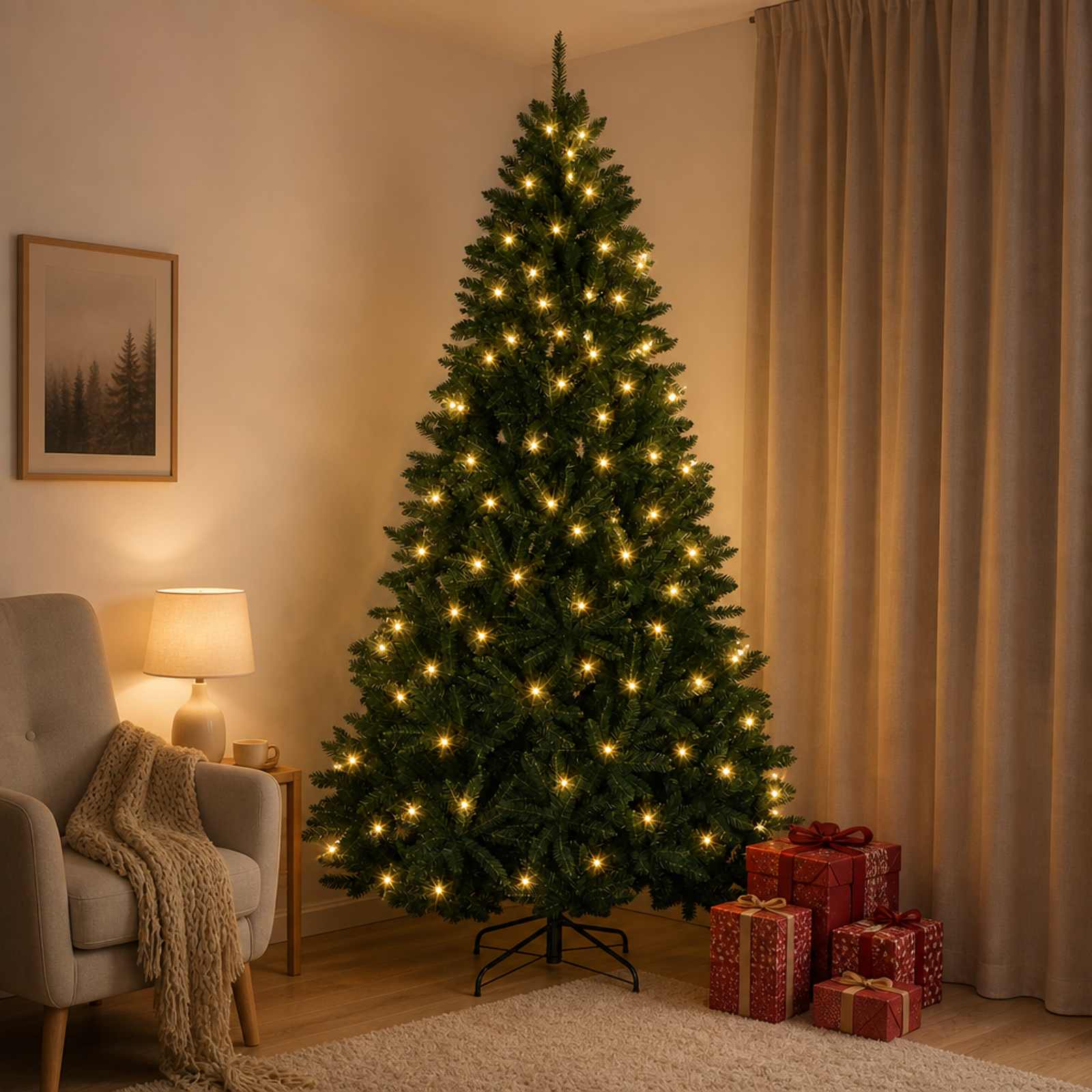 vidaXL Kunstmatige Inklapbare Kerstboom 210 cm 400 LED's Warmwit PVC Groen