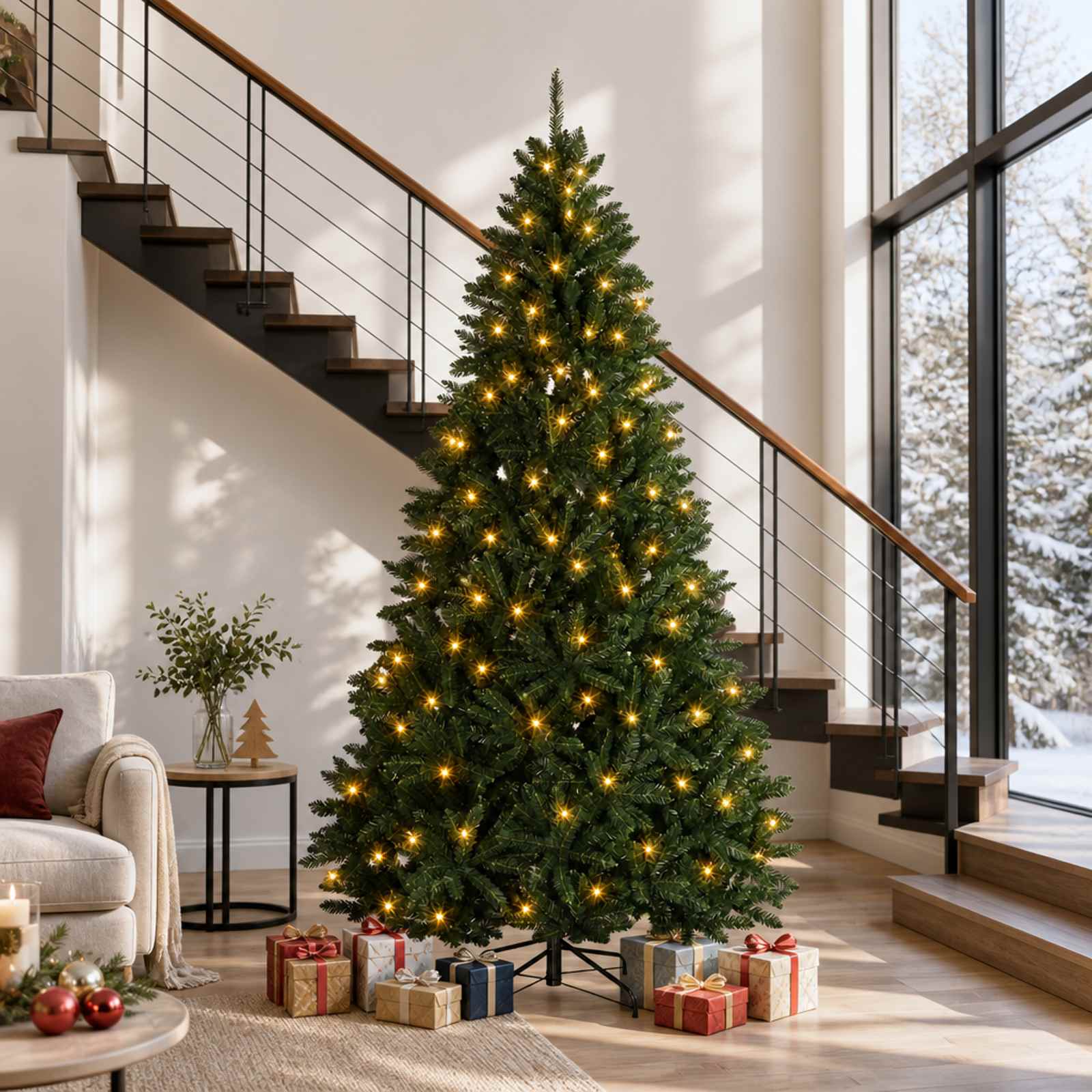 vidaXL Kunstmatige Inklapbare Kerstboom 300 cm 1000 LED's Warmwit PVC groen, foto 2