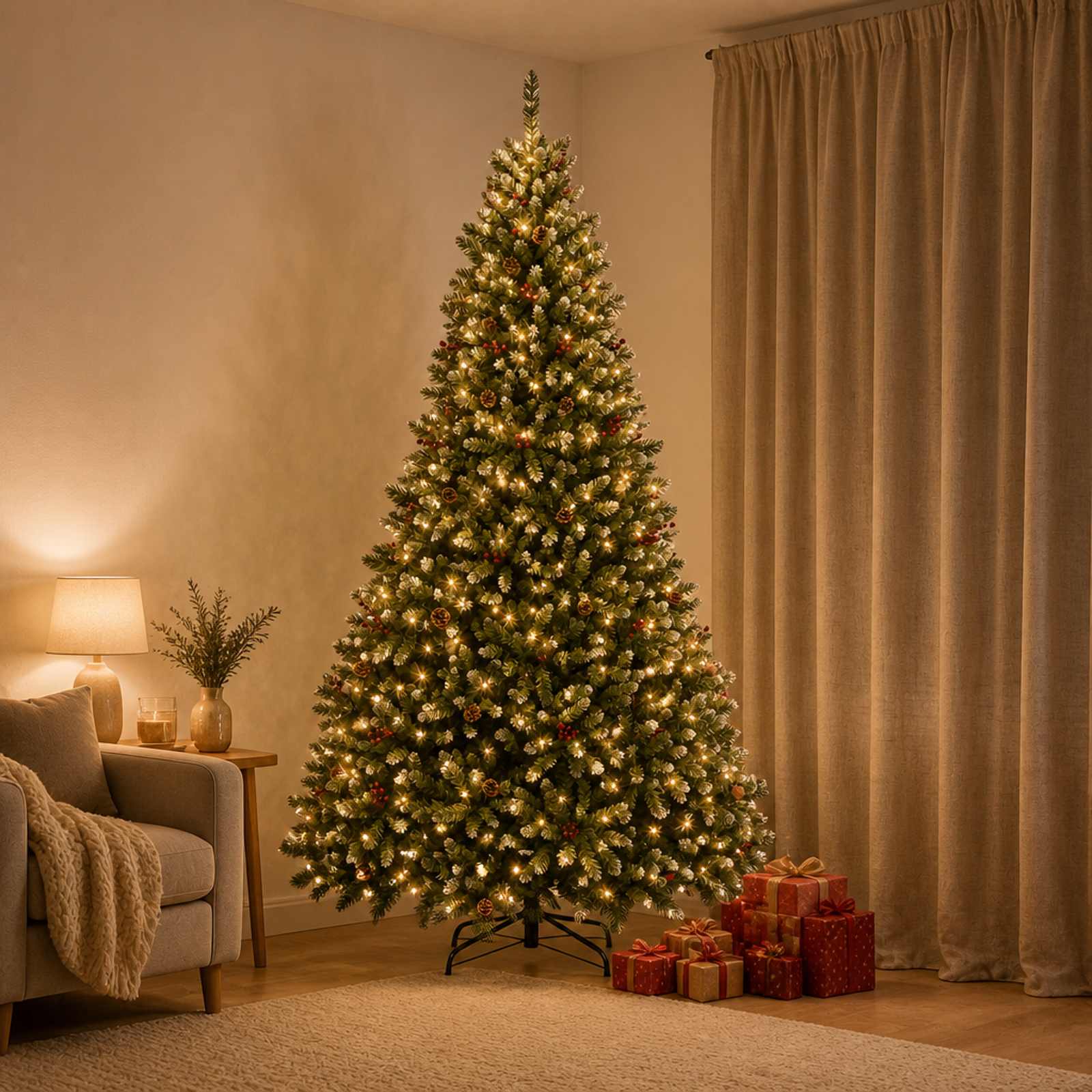 vidaXL Kunstig sammensatt juletre 210 cm 400 LED-lys Varmhvit PVC