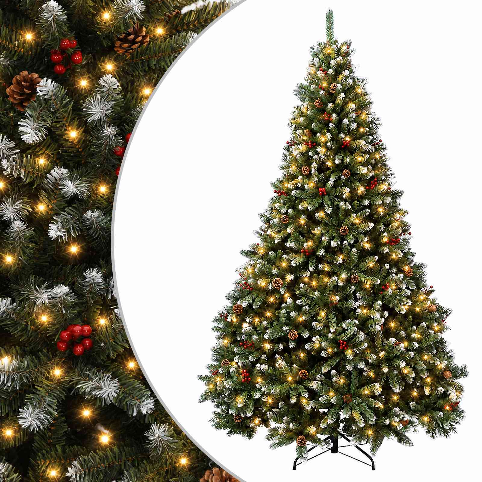 vidaXL Kunstmatige Inklapbare Kerstboom 270 cm 600 LED's Warmwit PVC groen, foto 3
