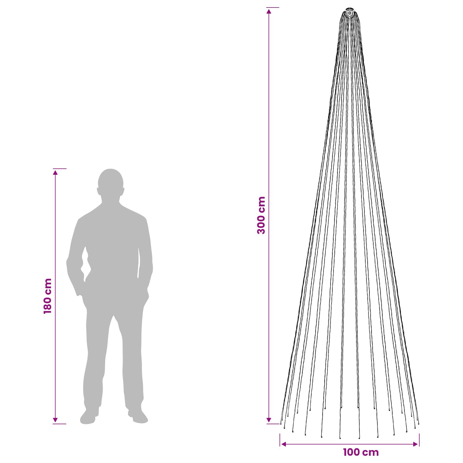 Christmas Tree Light 744 LEDs Warm and size guide