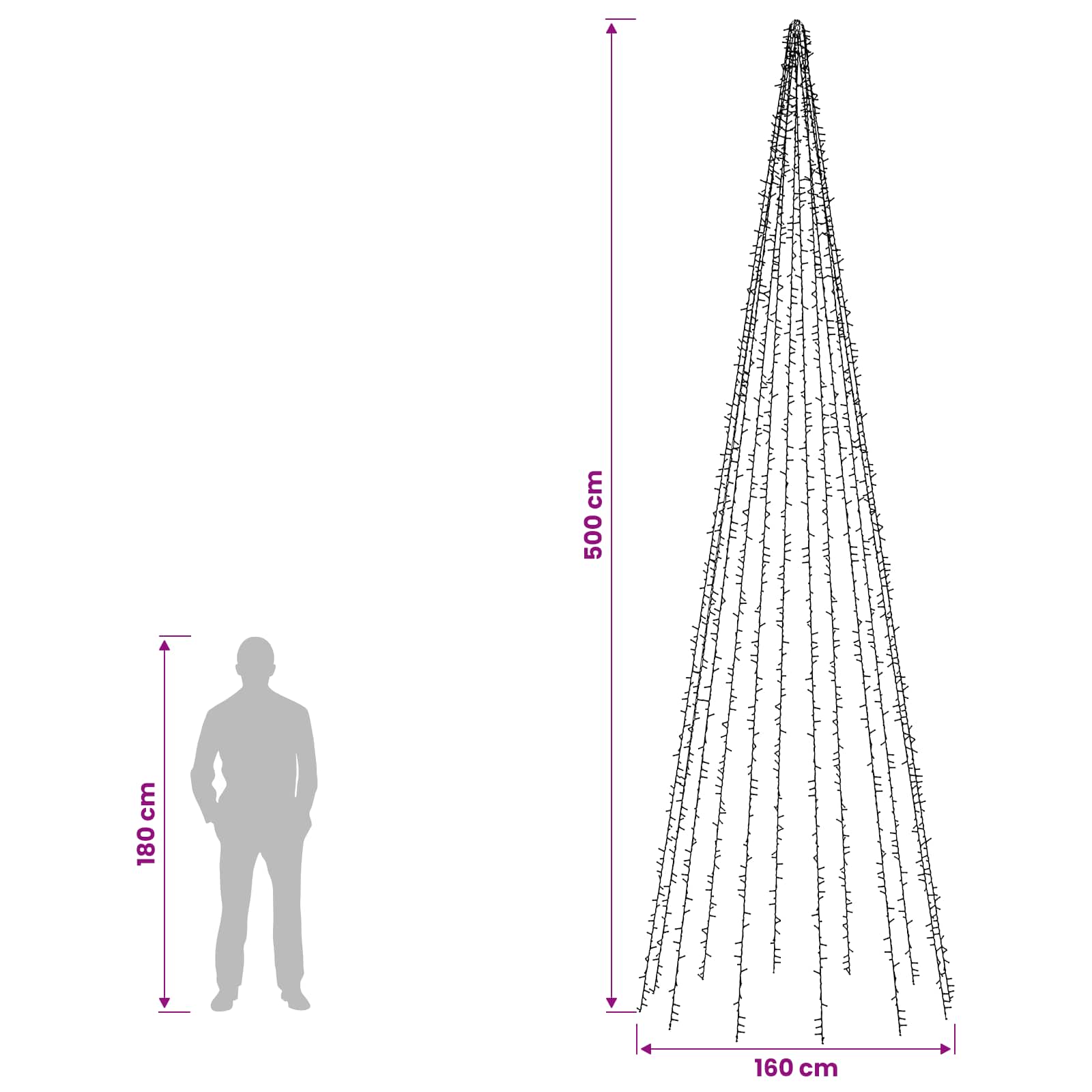 Christmas Tree Lights 2004 LEDs Warm size guide