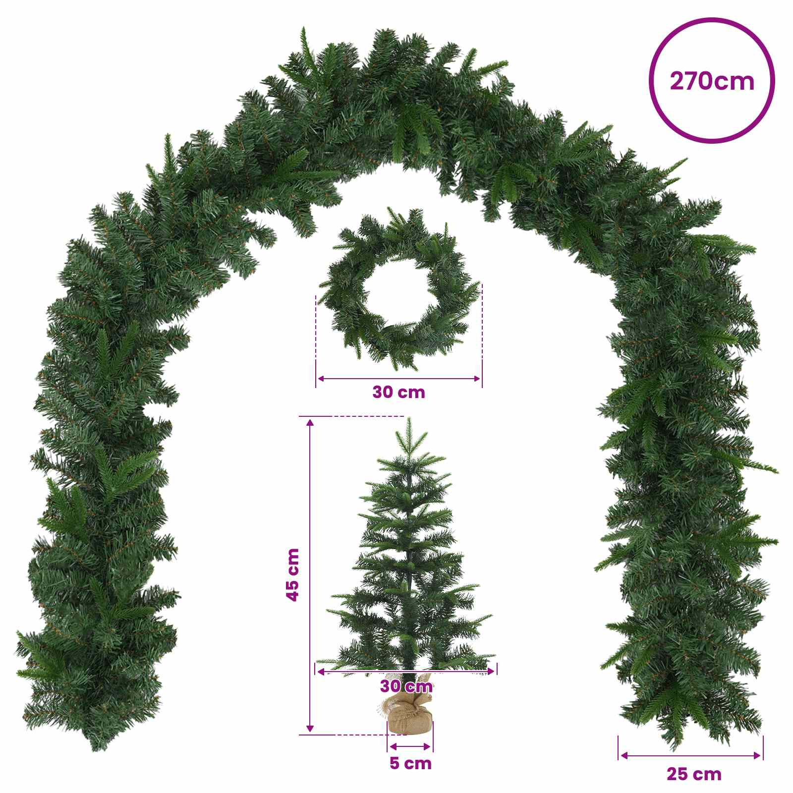 Mini Christmas Tree Set size guide