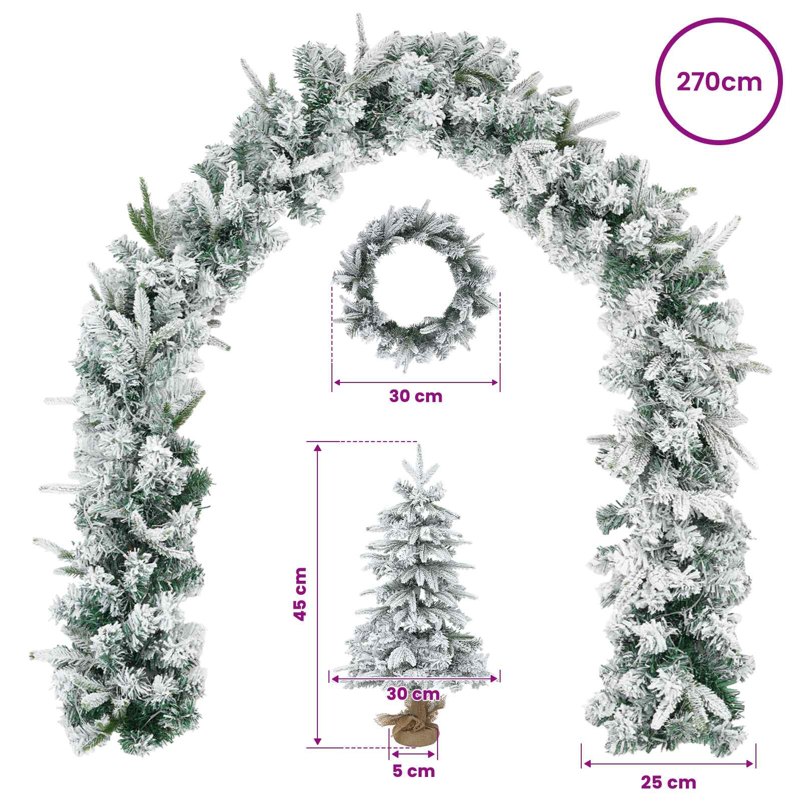 Mini božično drevesce 45 cm PVC in PE Zelena in Bela