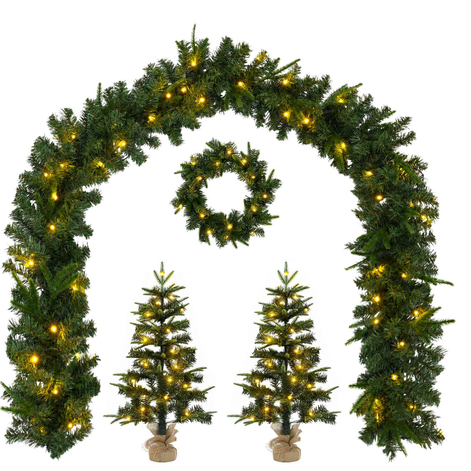 vidaXL Súprava mini vianočných stromčekov 45 cm 125 LED Teplá biela
