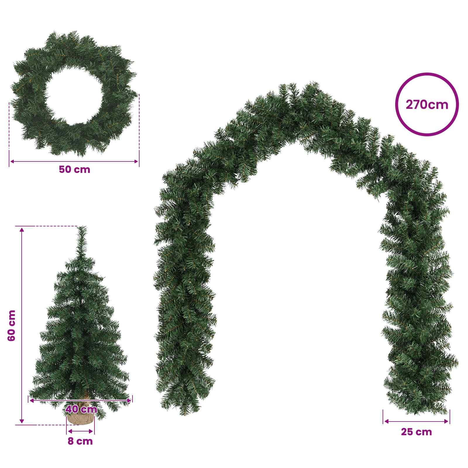 Mini Christmas Tree Set size guide