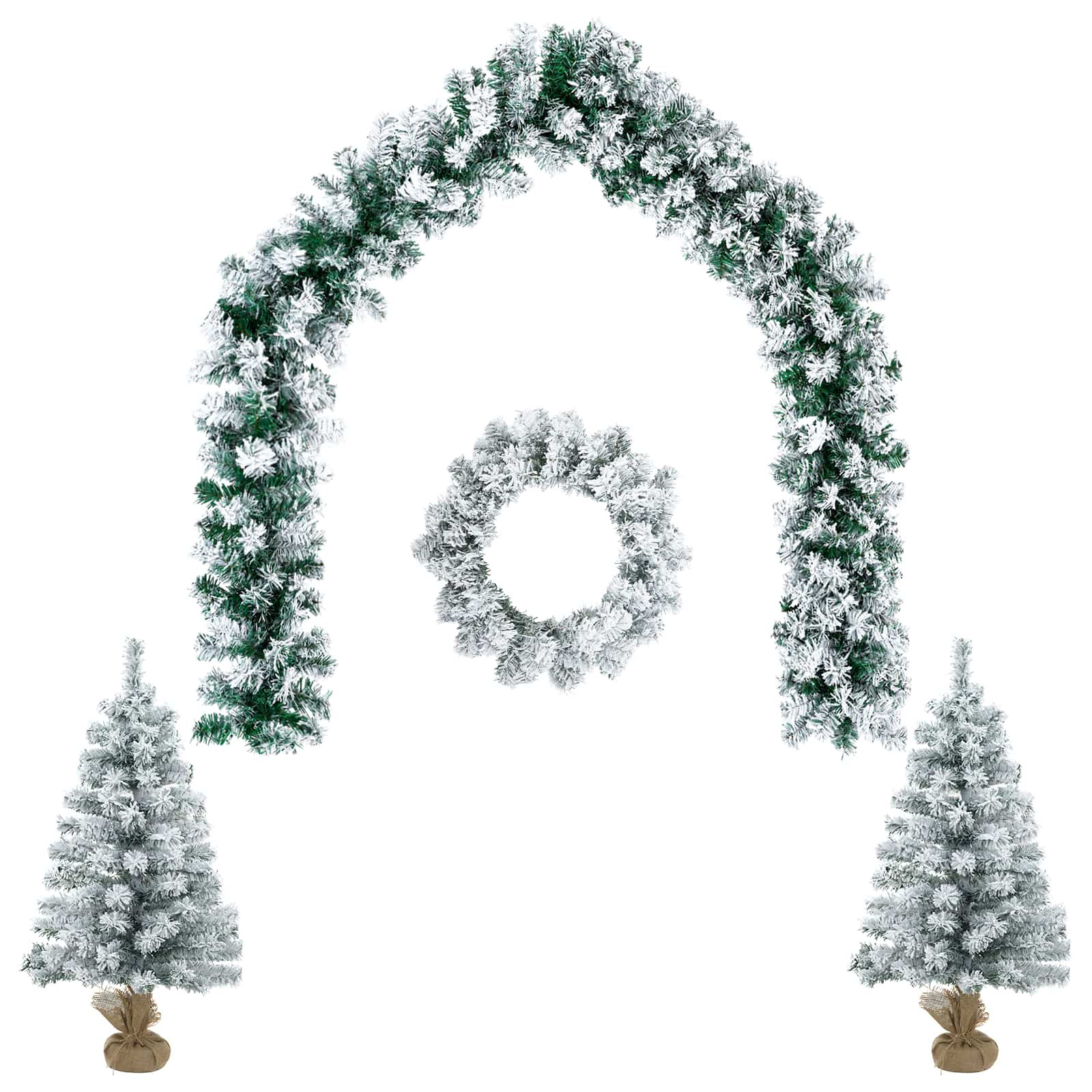 vidaXL Súprava mini vianočných stromčekov 60 cm PVC Zelená a biela