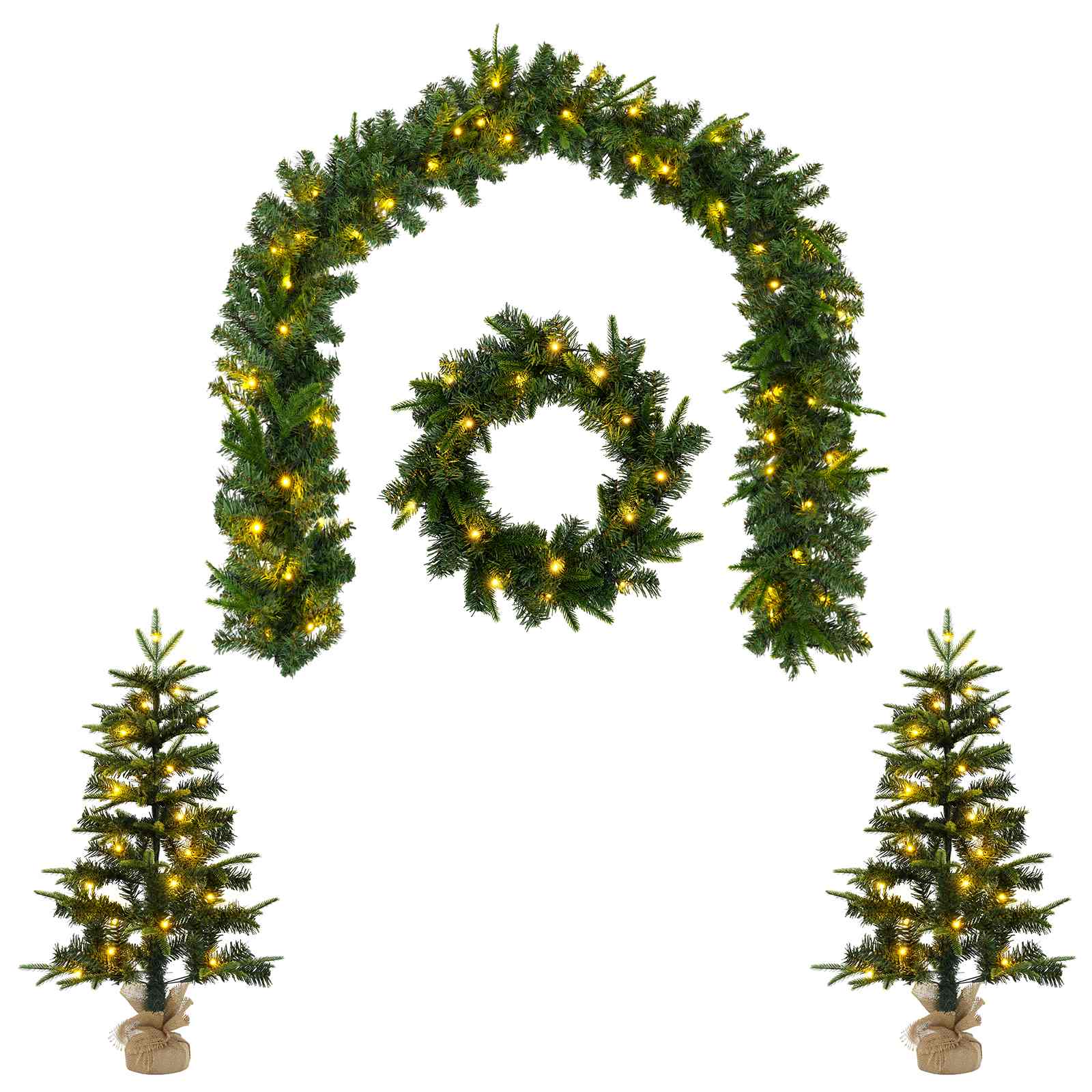 vidaXL Súprava mini vianočných stromčekov 60 cm 125 LED Teplá biela
