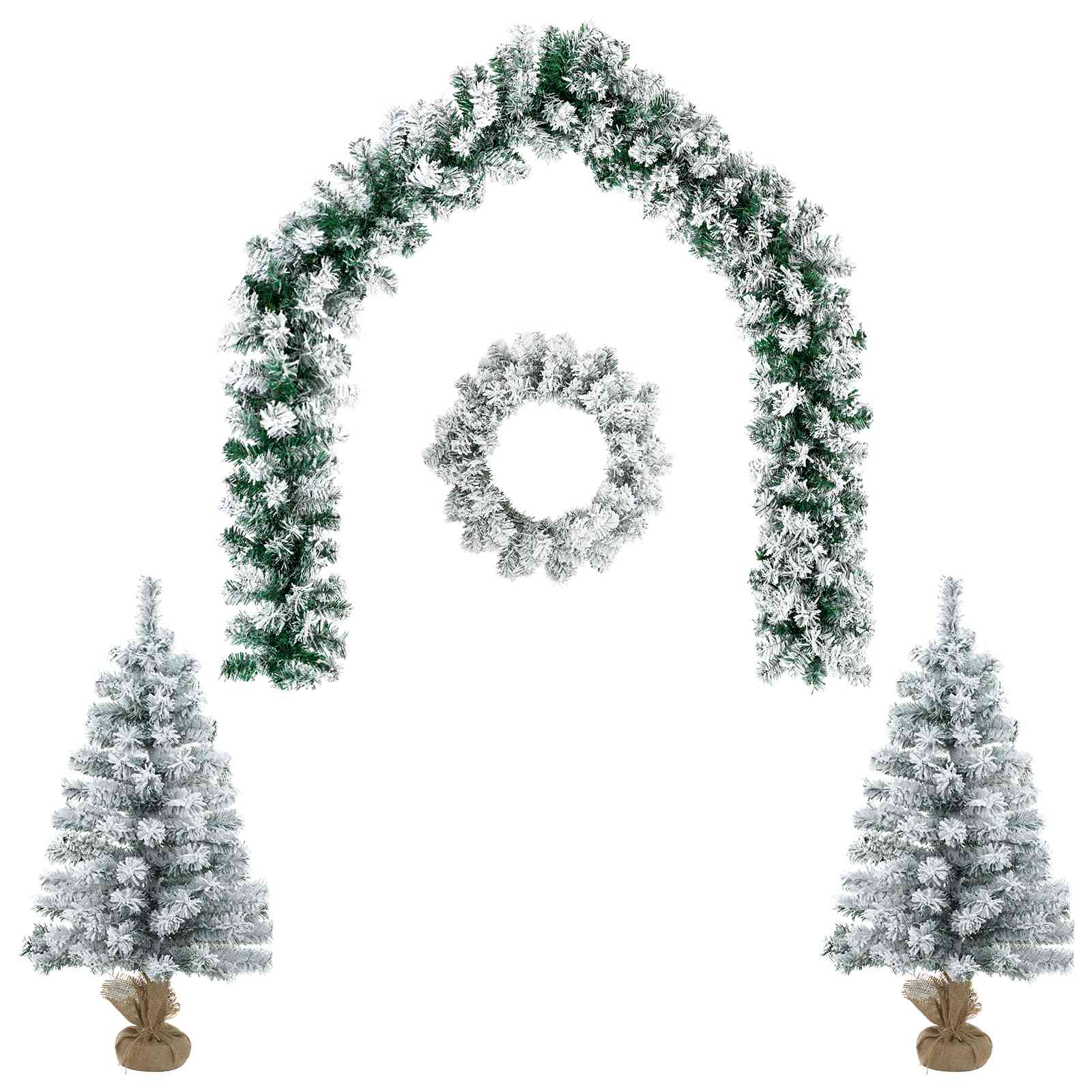 Komplet mini božičnih dreves 90 cm PVC Zelena in Bela