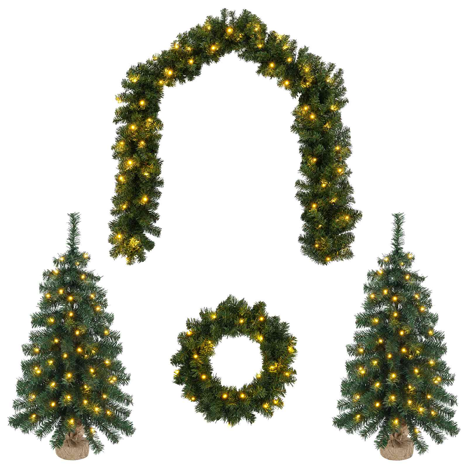 vidaXL Súprava mini vianočných stromčekov 90 cm 175 LED Teplá biela